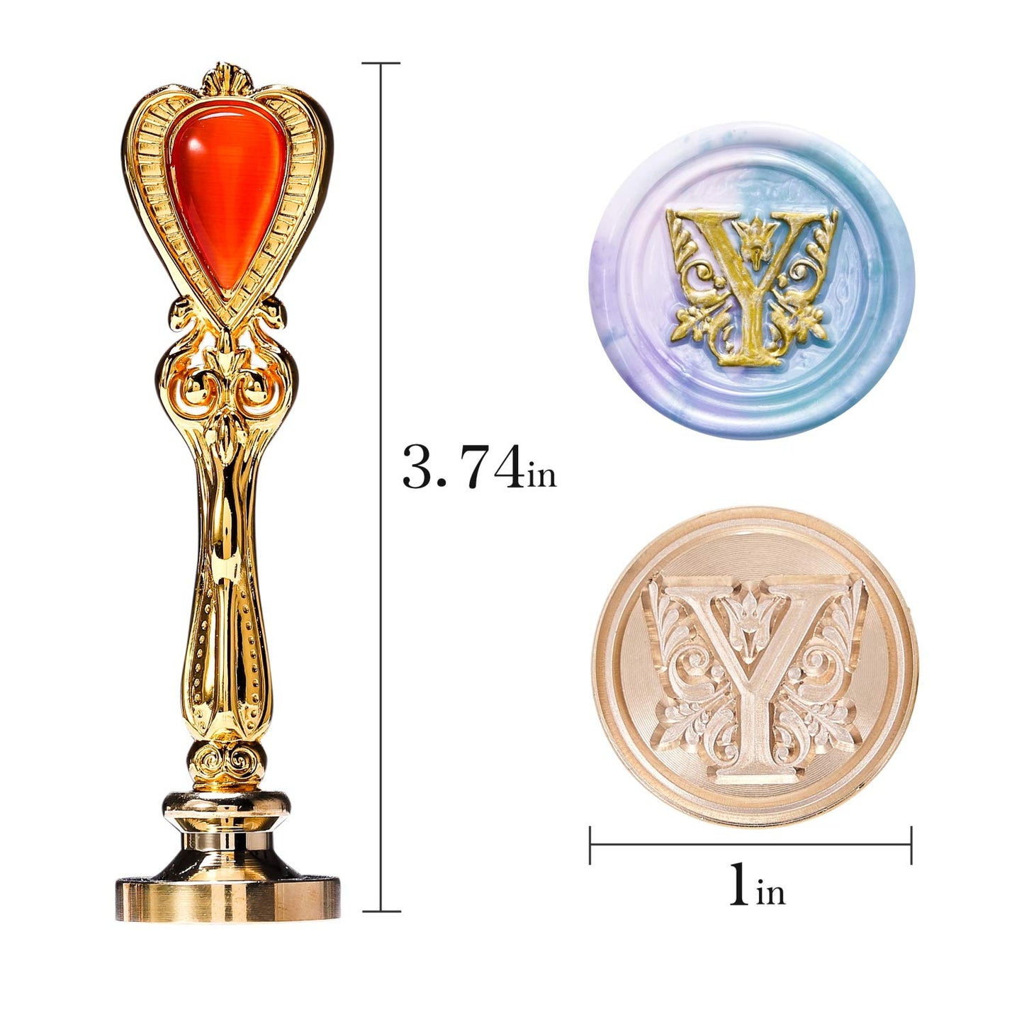Letter Y Sealing Wax Stamp, Lucky Goddness Alphabet Wax Seal Stamp Y, Gold