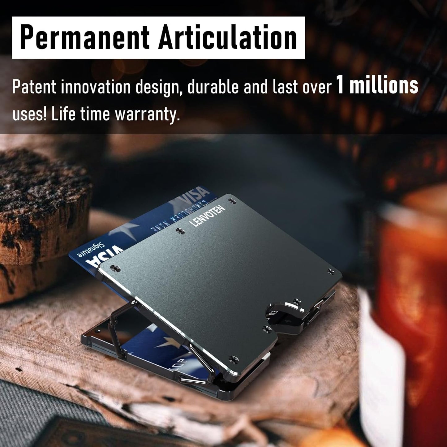 Minimalist Wallet for Men, Metal Wallet with Money Clip, Slim Compact Wallet, RFID Blocking Card Holder, Metal Aluminum Credit Card Holder, Holds up to 20 Cards