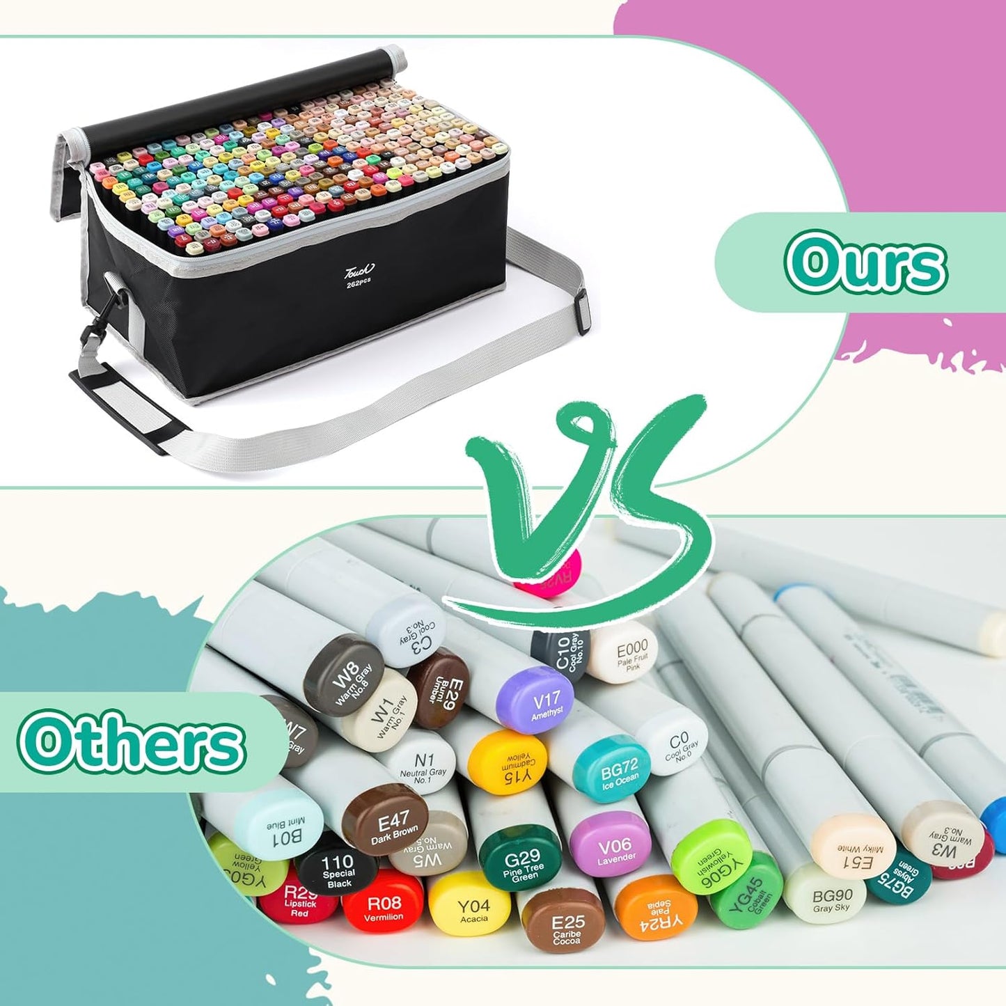 Sayglossy 262 Colors Alcohol Markers Brush Tip Art Marker Double Tip Markers with Case, Back to School Brush Alcohol Marker for School Artists Adult Painting Coloring Drawing Supplies Birthday Gift