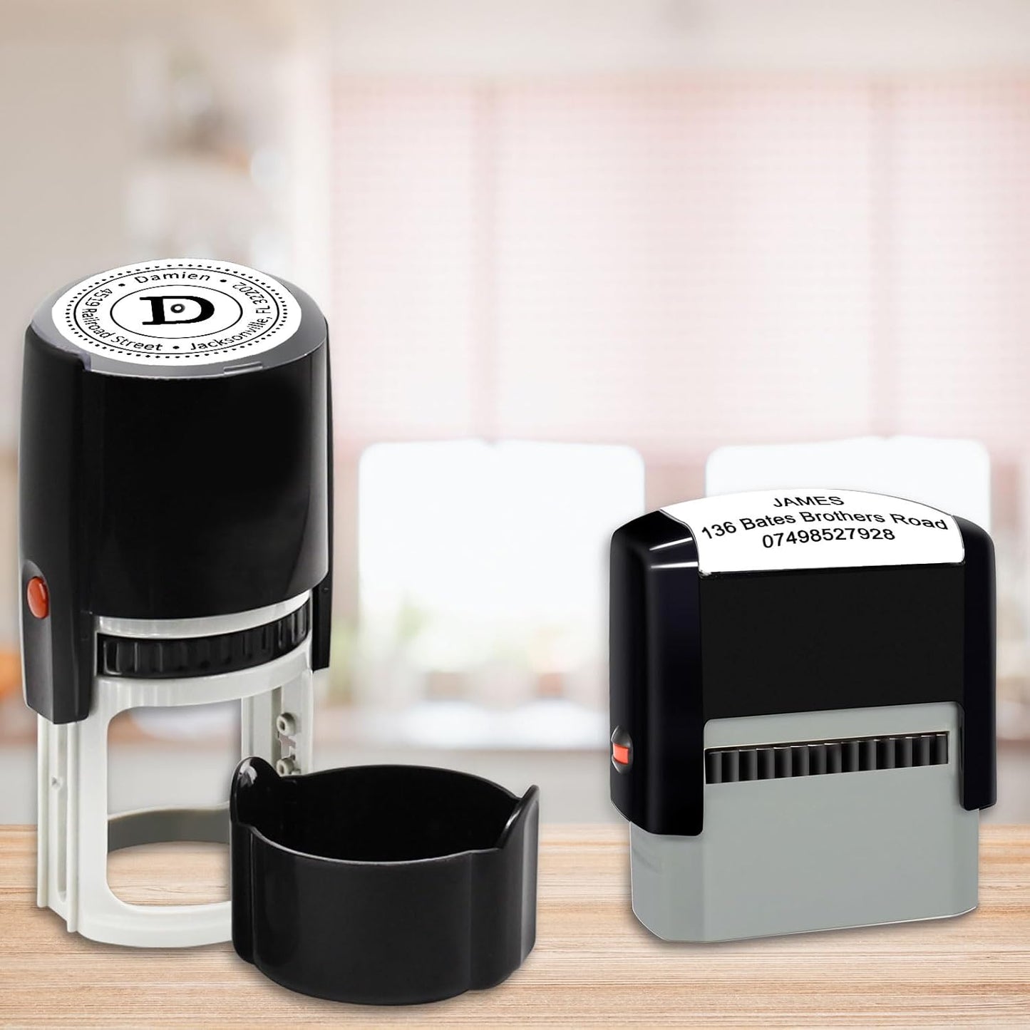 Custom Round Stamp Self Inking Personalized Self-Inking Rubber Stamp Customized Business Label Stamp Return Address Stamp Office Name Text Logo Rubber Stamps