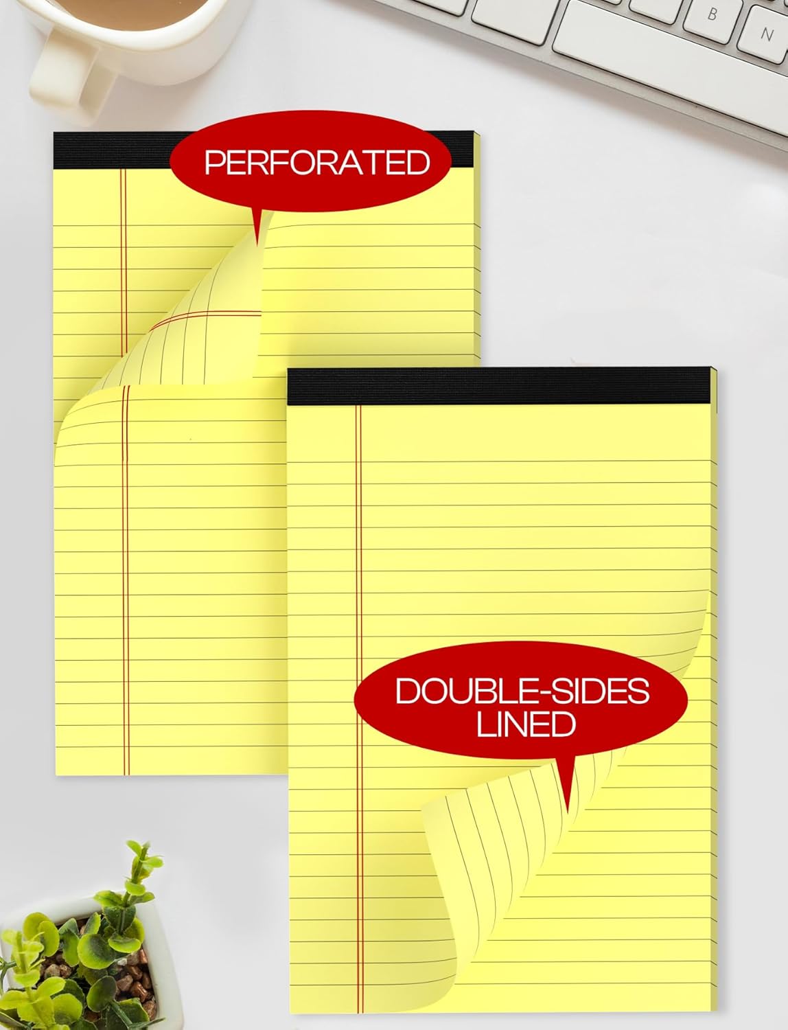 24 Pack Small Legal Pads 5x8 Yellow Note Pads 5x8 College Ruled Notepad Yellow Writing Pads 5x8 Small Pads of Paper Lined Paper Pads 80 GSM Paper Tablets 5x8" Lined Notepads With 30 Sheets Per Pad
