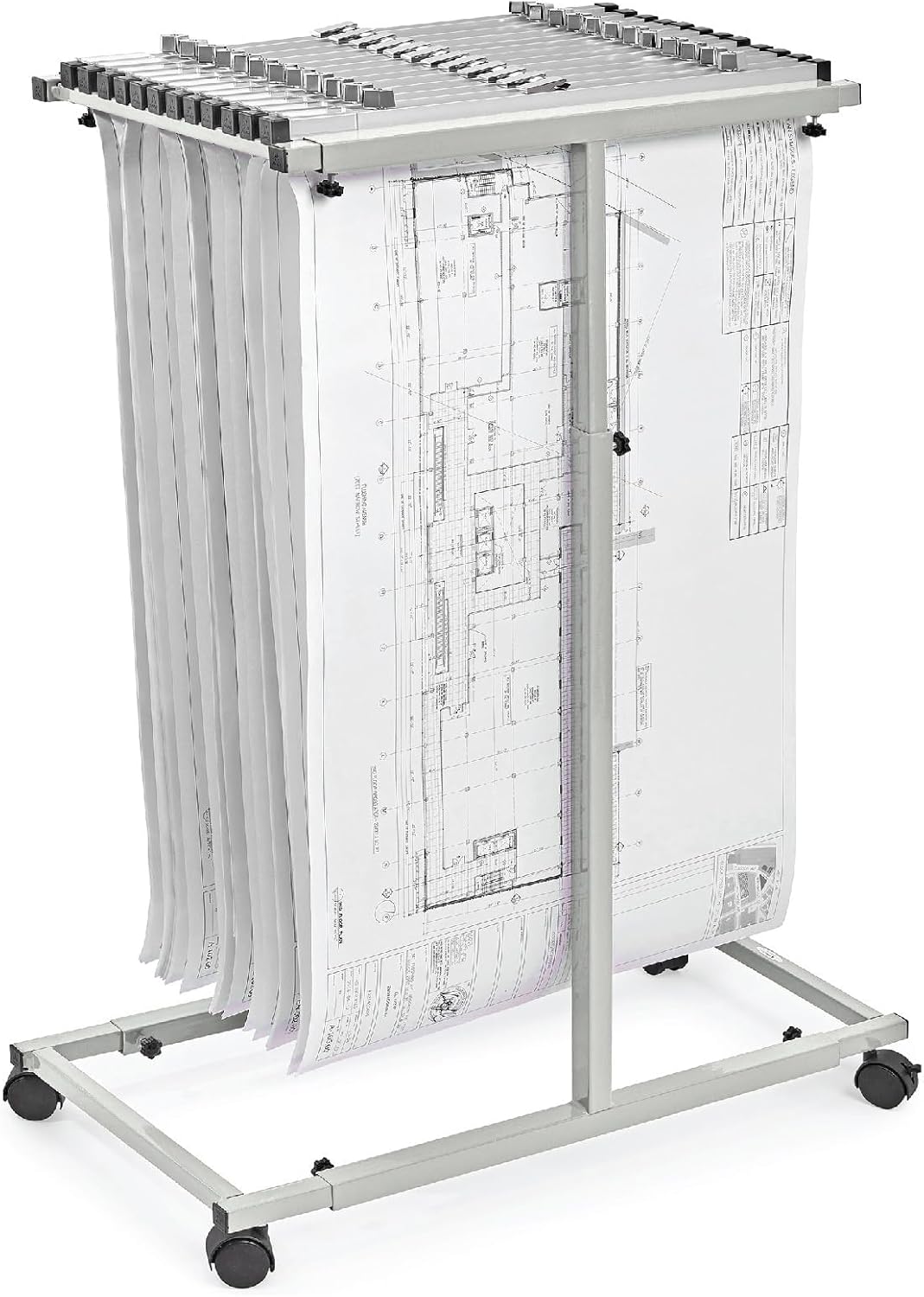 Adir Mobile Blueprint Storage Rack - Adjustable and Portable Vertical Blueprint Holder for Plans, Maps, Posters and Drawings. File Organizer Stand for Home, Office and Construction Sites