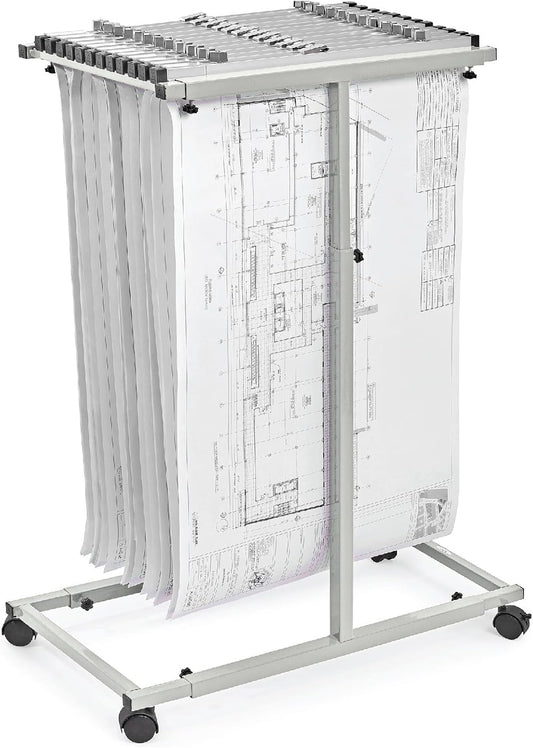 Adir Mobile Blueprint Storage Rack - Adjustable and Portable Vertical Blueprint Holder for Plans, Maps, Posters and Drawings. File Organizer Stand for Home, Office and Construction Sites