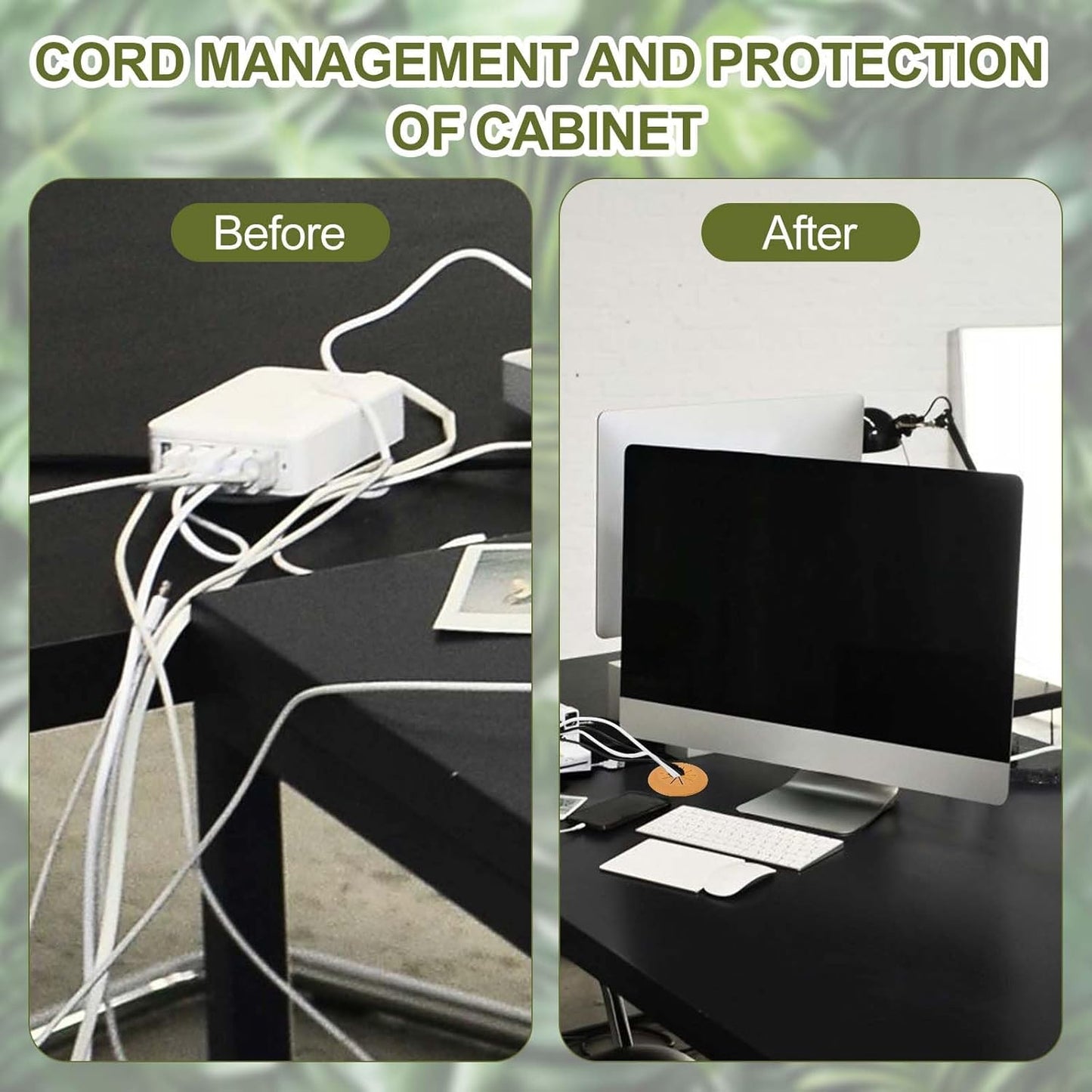 PATIKIL Desk Grommet 1-9/16", 8 Pcs Round Cable Grommet Cord Hole Cover with Adhesive Tape Flexible Table Wire Organizer for Office Home Table Countertop, White