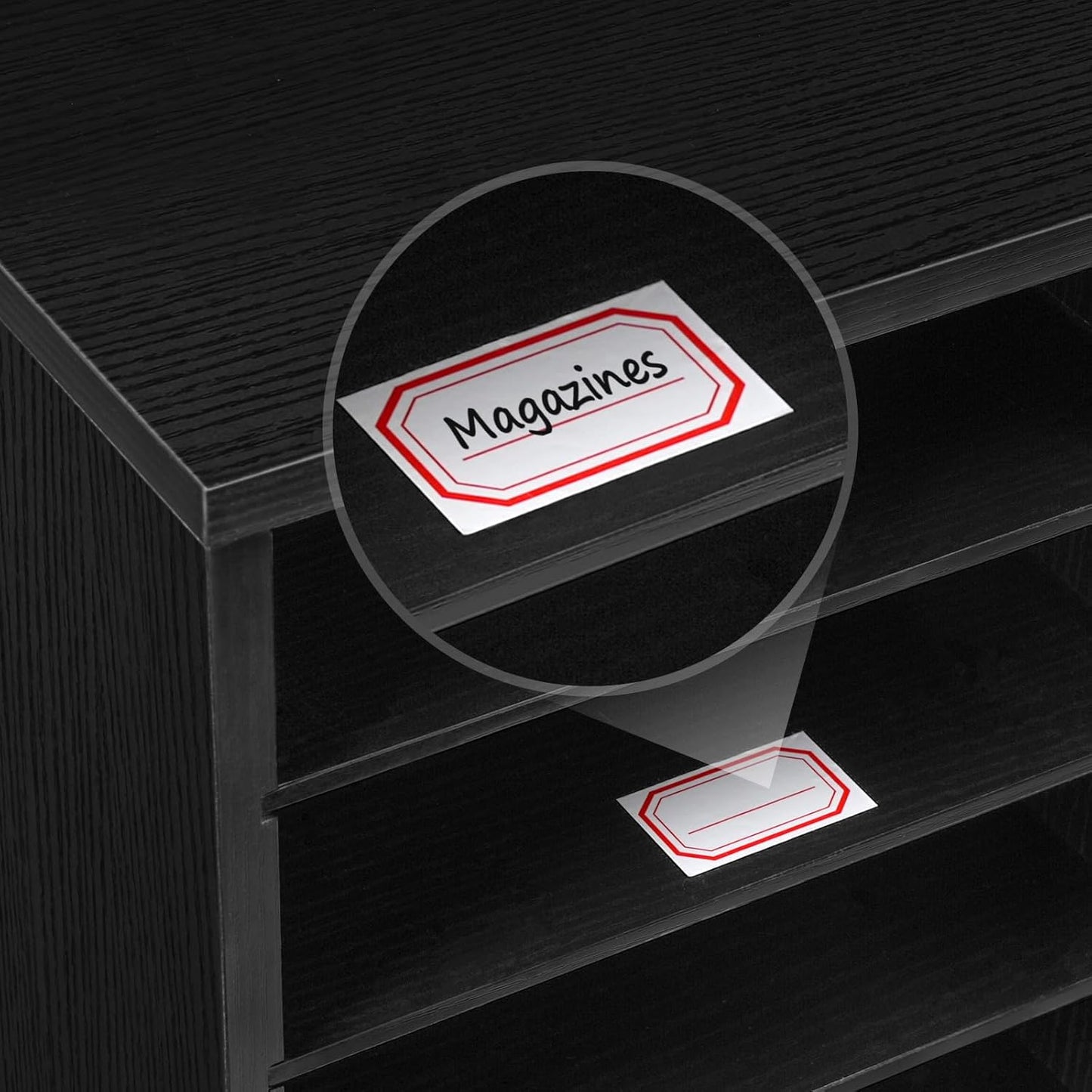 HOOBRO Literature Organizers, 12 Compartments Office Mailbox with Adjustable Shelves, Wood Countertop Literature Sorter for Office, Home, Classroom, Mailrooms Organization Black BK12WF01