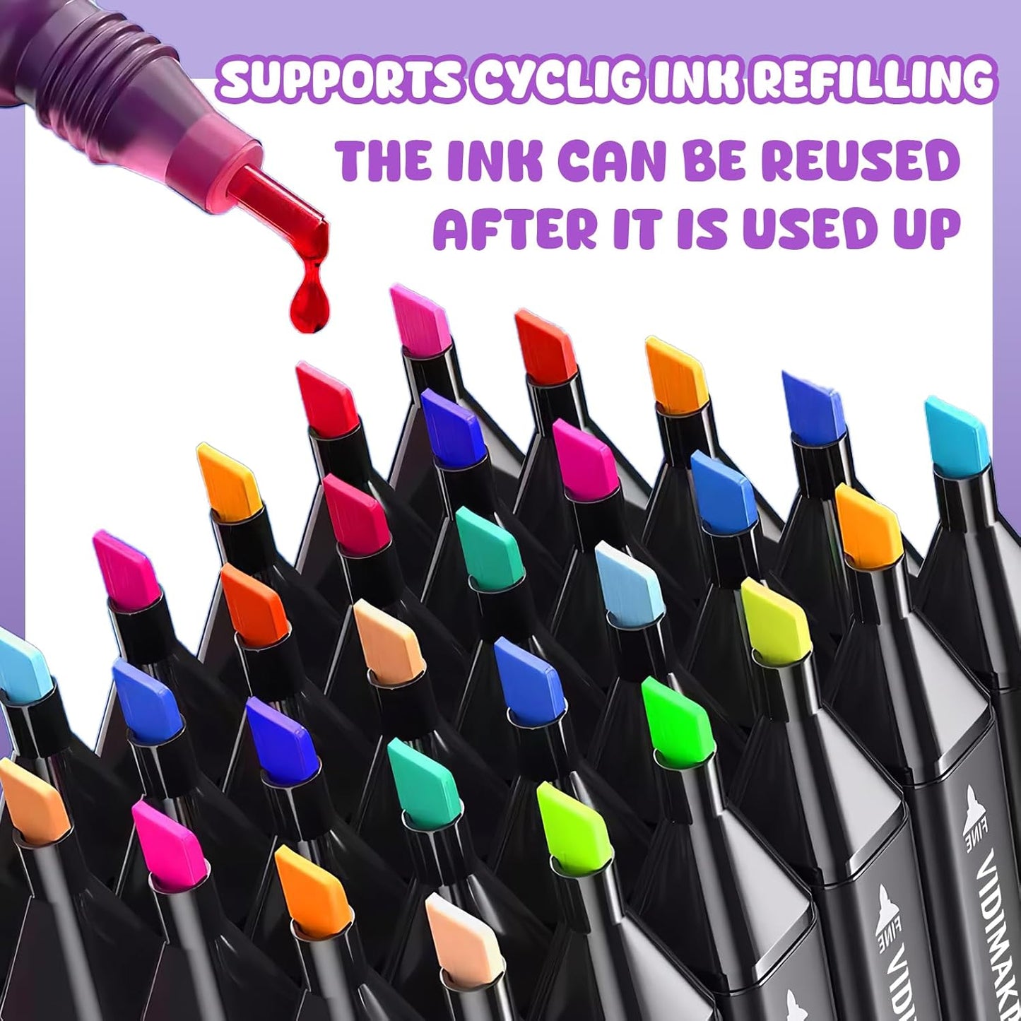 Alcohol Markers 80 Colors with Base Dual Tip Art Drawing Markers for Kids Students and Adults Comics Sketching Illustration - Refillable