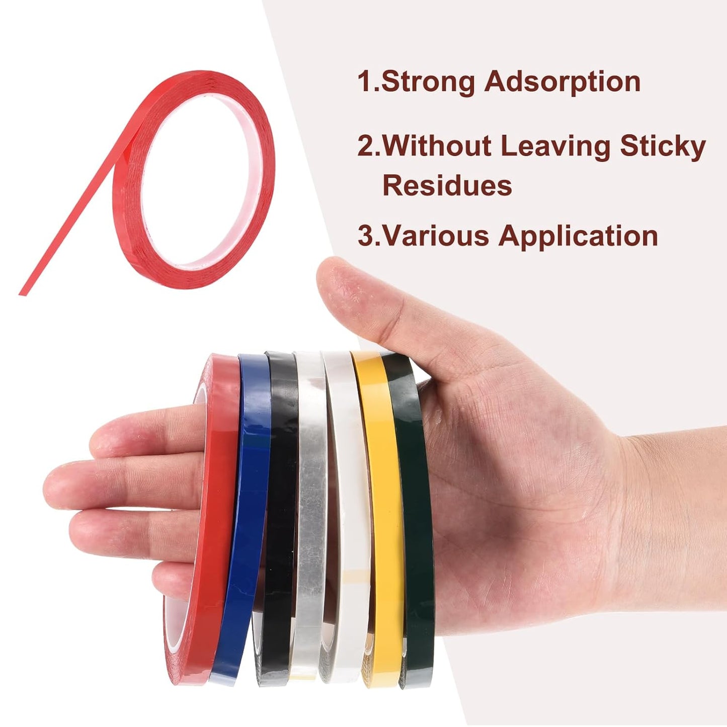 MECCANIXITY 10 Rolls Whiteboard Tape Graphic Chart Tape 8mm 54.7 Yard Art Tape Thin Self-Adhesive Pinstripe Tape Masking Tape for Gift Wrapping Craft Supplies, Red