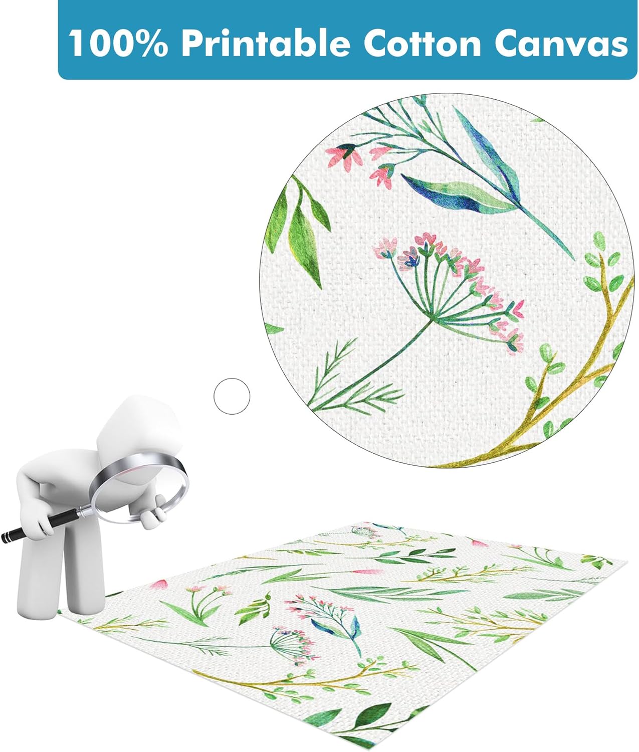 Koala 100% Printable Cotton Canvas Fabric Sheets for Inkjet Printer 8.5X11” Matte Thick 17mil 10 Sheets