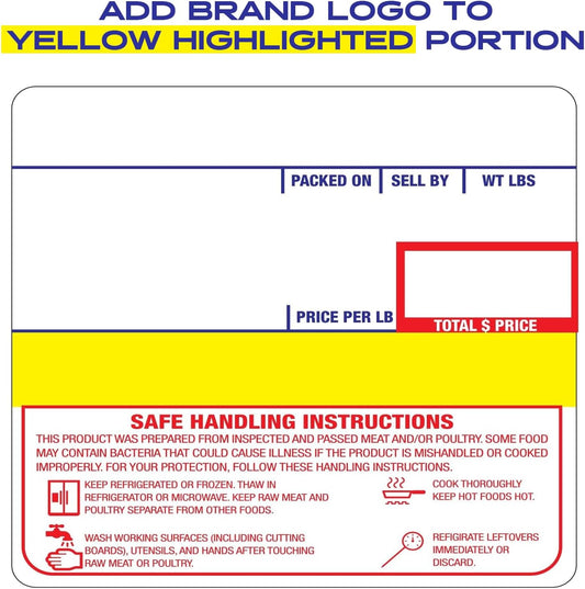 CEPRICO - Customizable CĀS Scale Labels - 48 Rolls of Thermal Printing Scale Labels – Compatible with CĀS LST-8040 | Safe Handling Instruction | Ideal for Supermarkets, Retailers and Grocery Stores