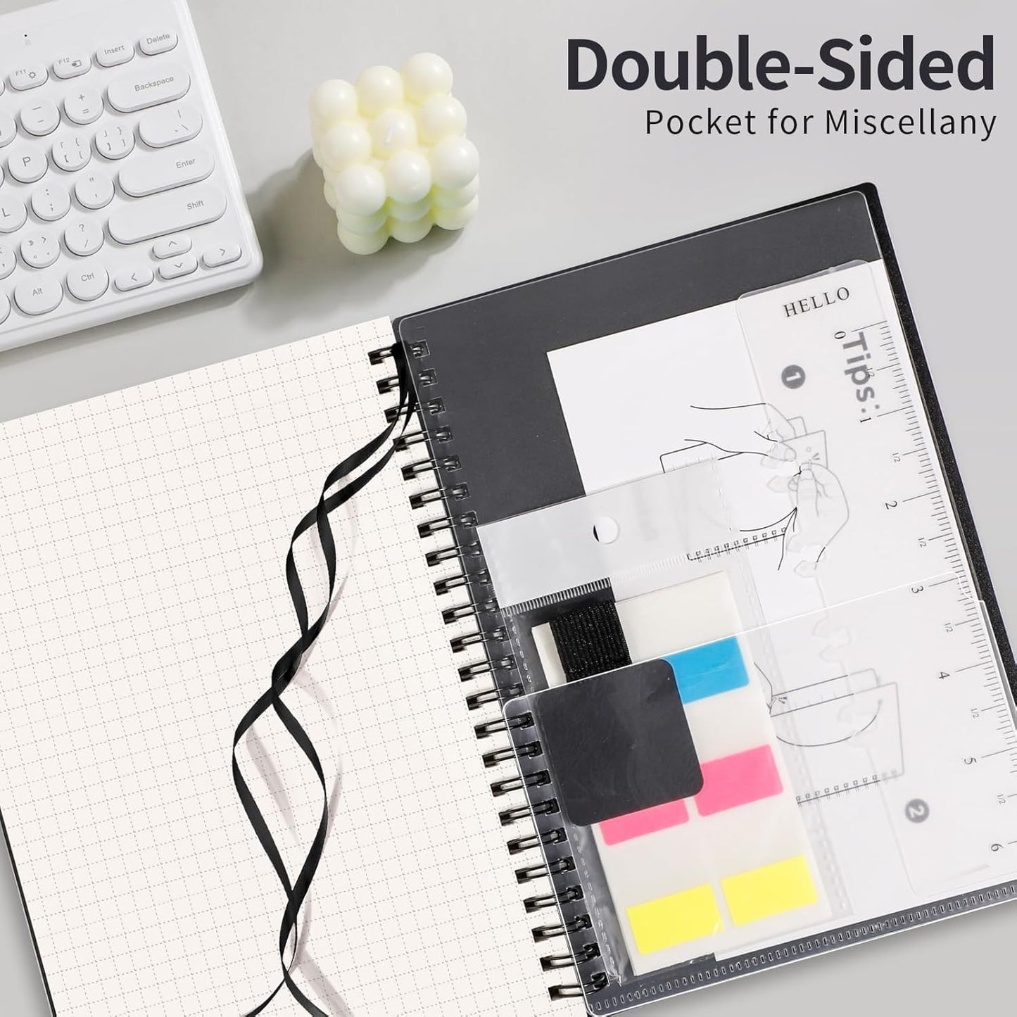 AHGXG Graph Paper Notebook - Spiral Notebook Journal 160 Pages, A5 Graph Notebook 5.7" x 8.3", 100 gsm Thick Grid Paper, Waterproof Plastic Cover, for School Writing Engineering Math, Black