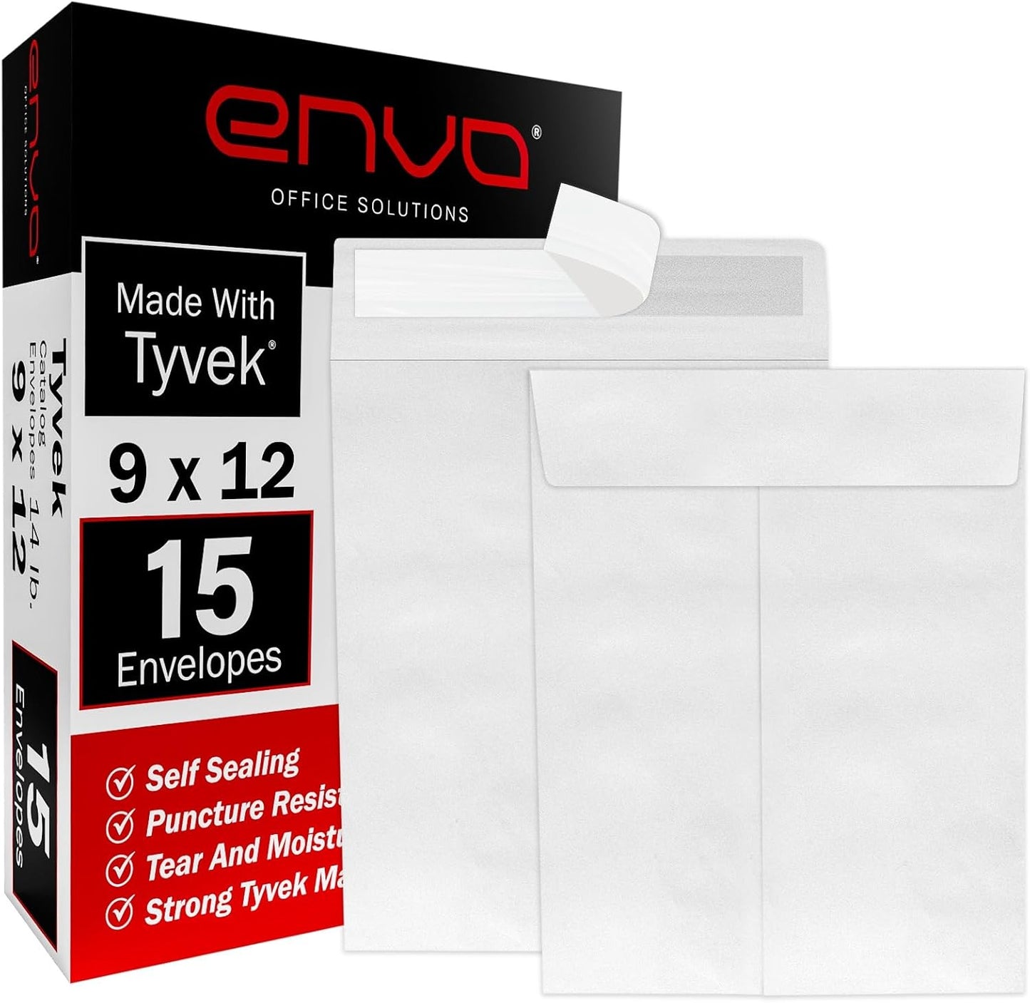 9 x 12 Envelopes, Envelopes 9x12, Catalog Envelopes 9x12, Self Sealing Closure, 14 lb., Puncture, Tear & Moisture Resistant