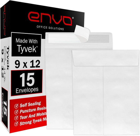 9 x 12 Envelopes, Envelopes 9x12, Catalog Envelopes 9x12, Self Sealing Closure, 14 lb., Puncture, Tear & Moisture Resistant