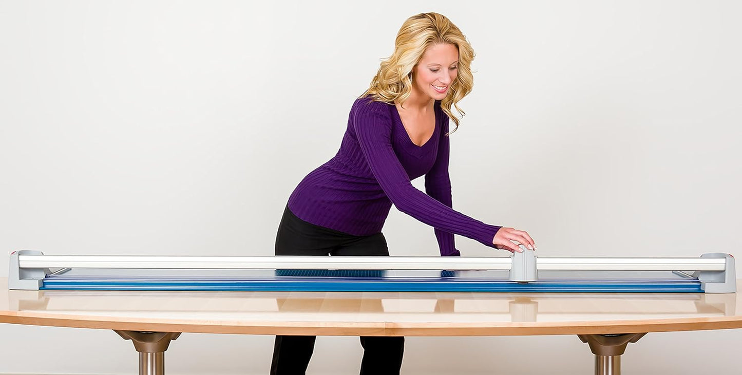 Dahle Large Format Premium Rolling Trimmer, 72" Cut Length, 12 Sheets Capacity, Cut Mat Board, Self-sharpening Blade Cuts in Both Directions, Ground Steel Blade, Automatic Clamp Holds (472)