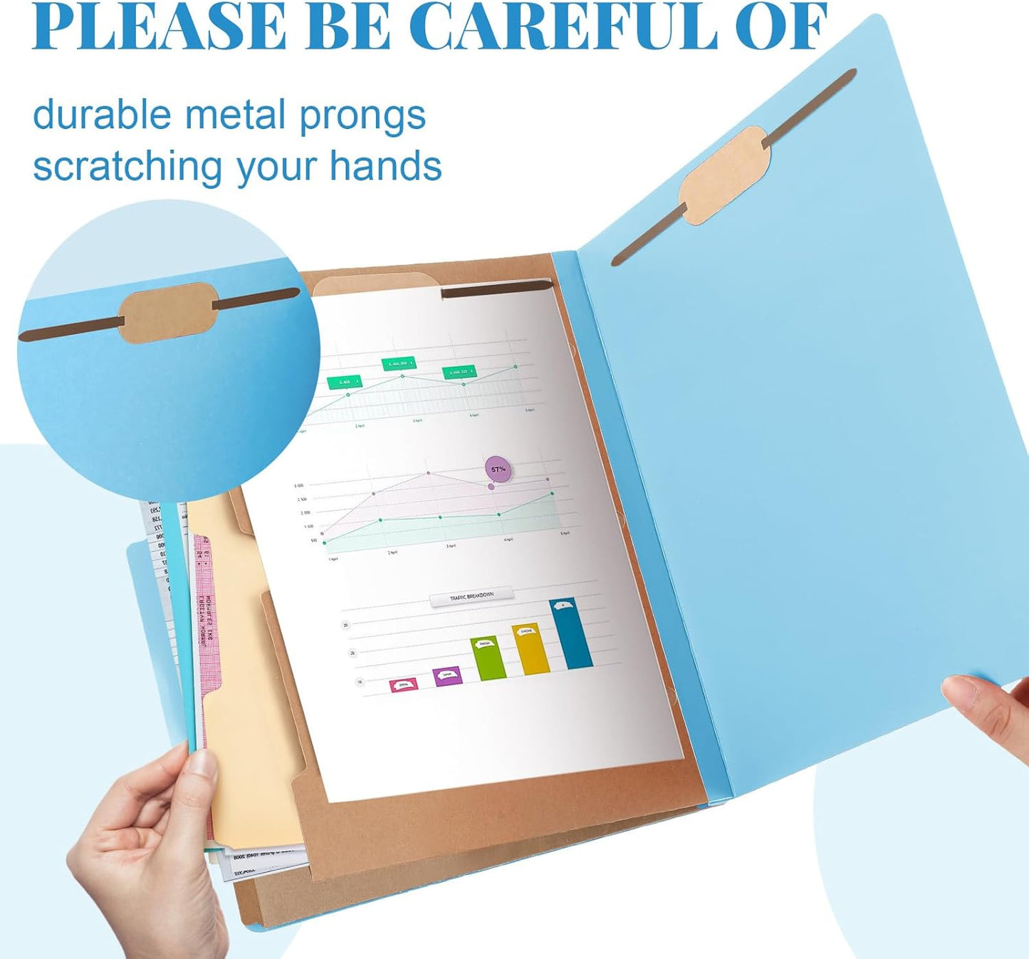 24 Pcs Classification Folders Letter Size, 2 Pocket Dividers Pressboard File Folder with Fasteners, Expanding File Organizer Bulk for Teachers, Clergy, Office, Church, Christmas (Blue)