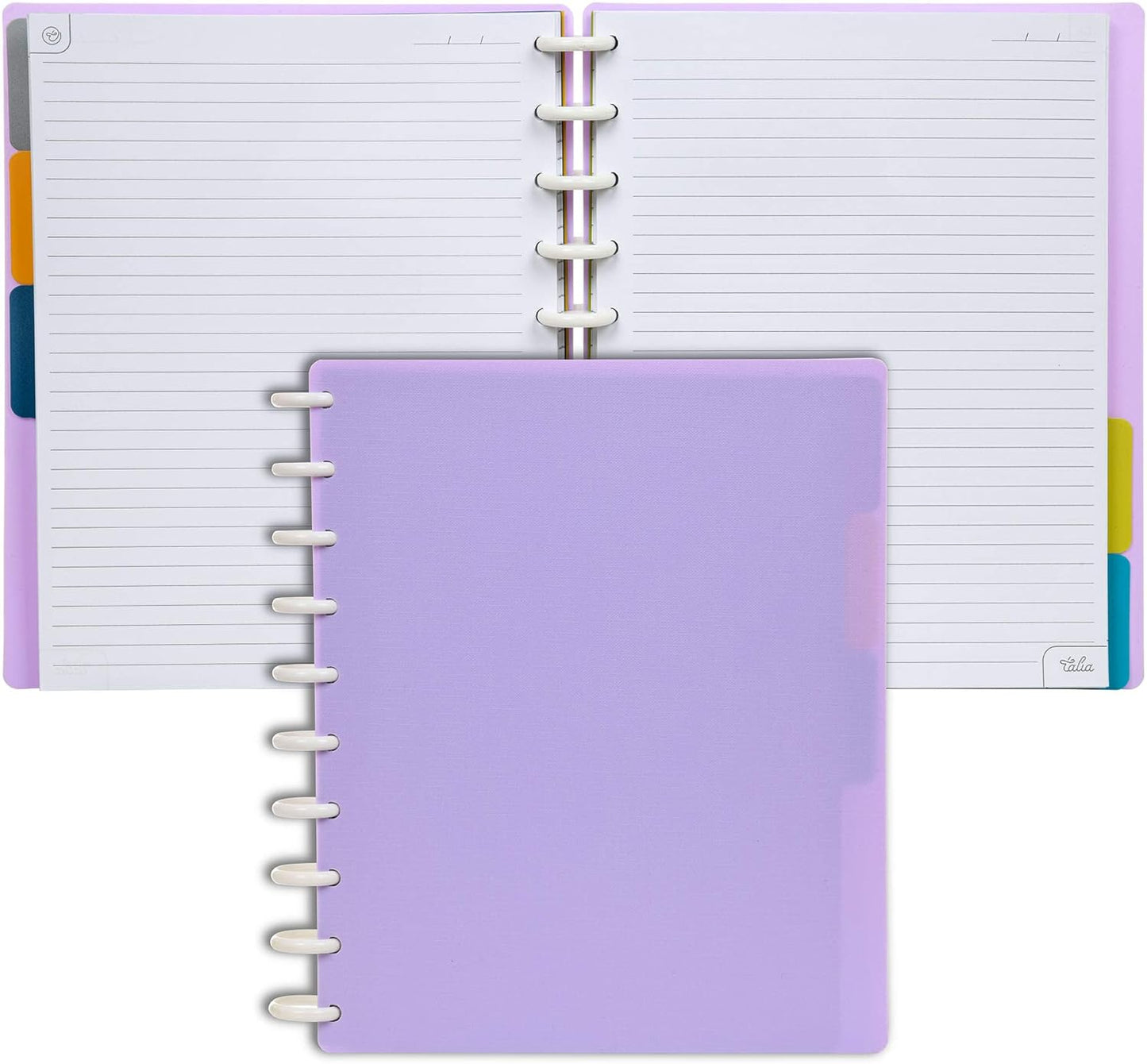 Talia Discbound Notebooks, Planner, Customizable, (Lavender, Midsize (7.5in x 9.75in))