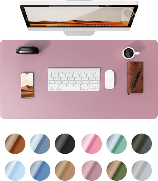 YSAGi Leather Desk Protector, Office Mat, Large Mouse Mat, Non-Slip PU Leather Blotter, Laptop Desk Pad, Waterproof Writing Pad for Office and Home (Pale Mauve, 23.6" x 13.8")