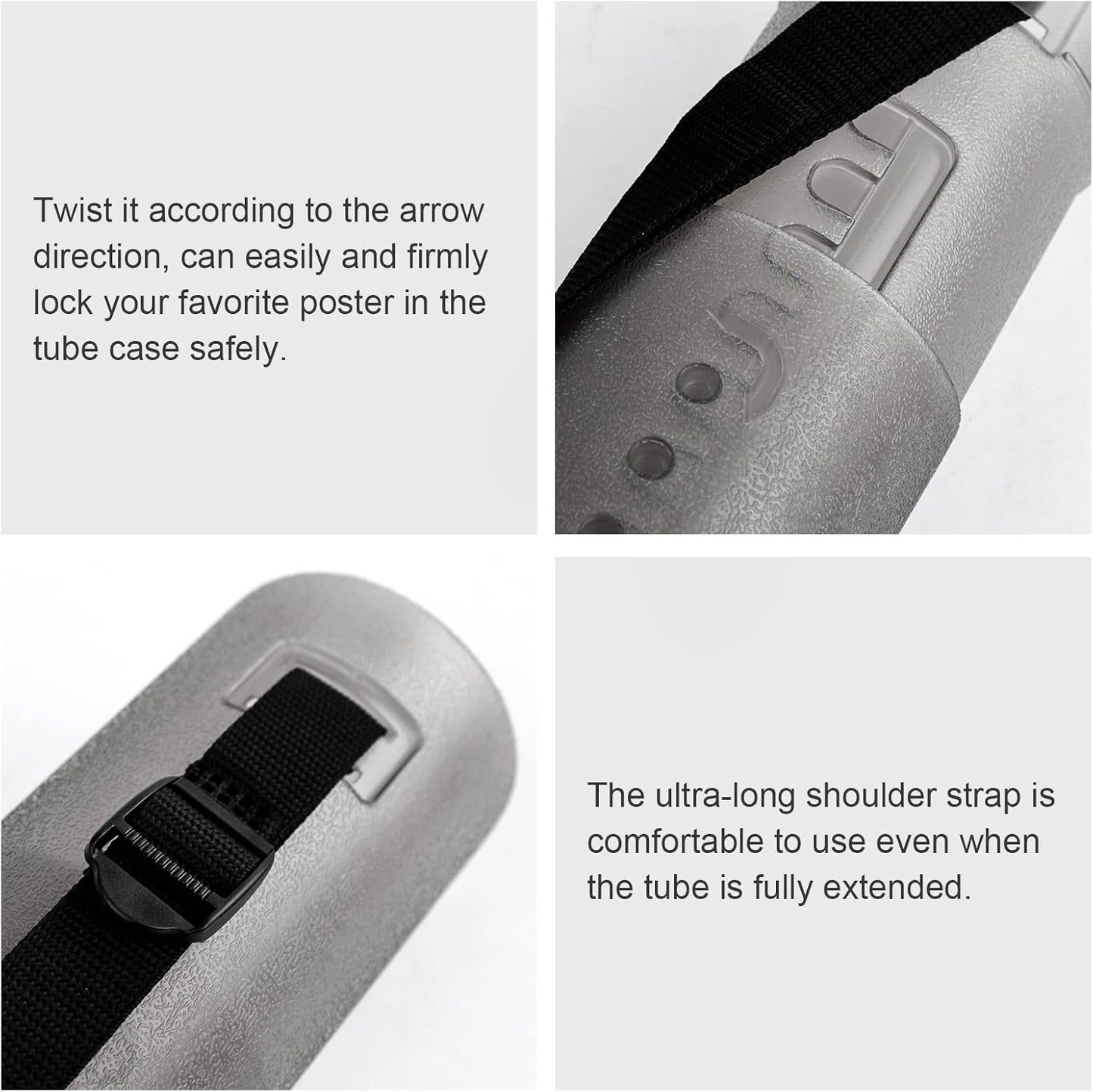 DEWEL 2 PCS Document Tubes, Plastic Poster/Art Storage Tube, Adjustable, Waterproof and Telescoping Carrying Case with Strap for Drawing, Drafting, Map Scroll and Blueprint