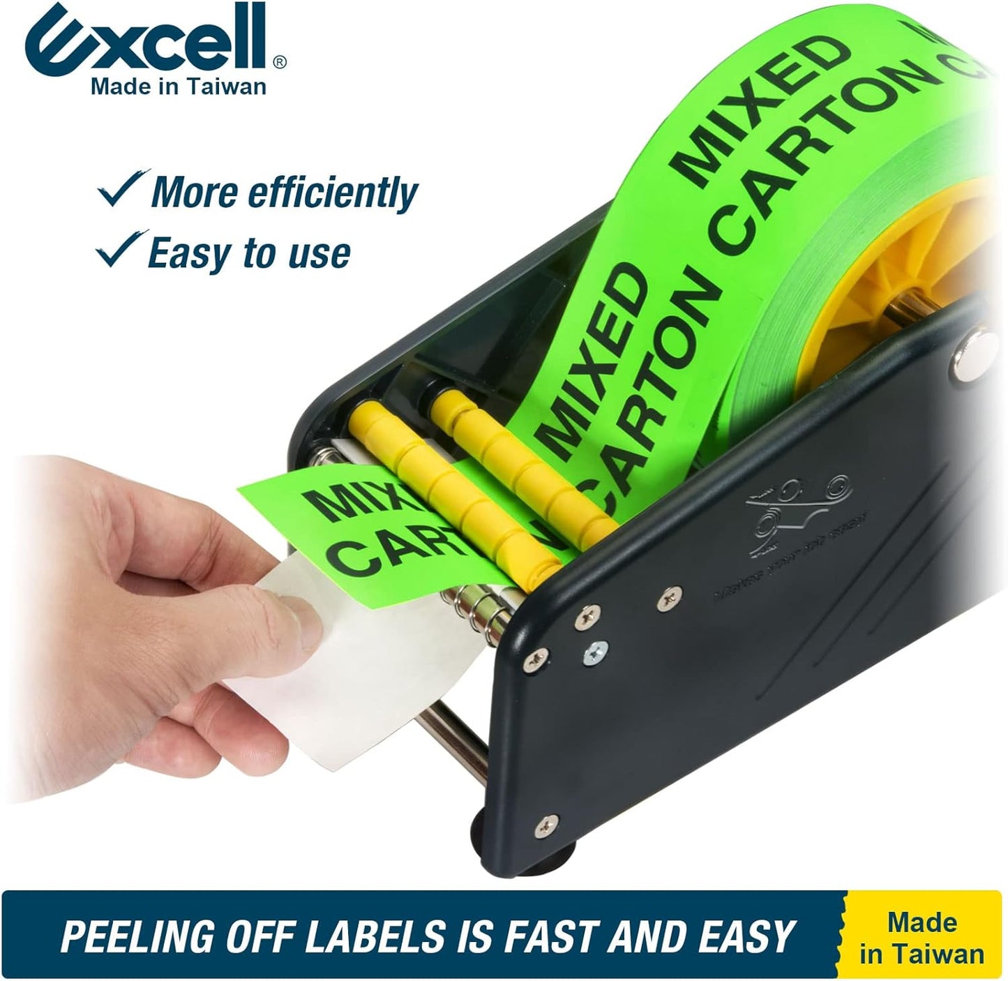 Excell LD-319 Economy Lightweight Table Label Dispenser (3" Wide/ 77mm): Fits 3" Labels, Easy to Peel Off, and Secure with 4 Suction Cups. Durable Plastic, Adjustable for Different Rolls. (3 Inch)