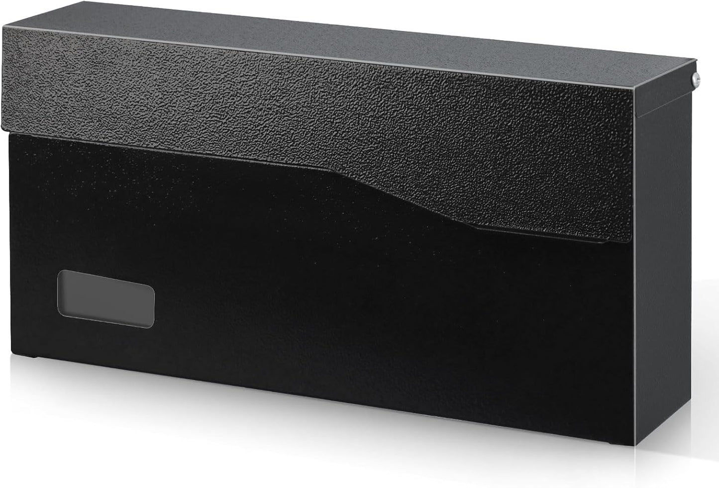 xydled Mailbox with Key Lock, Locking Wall Mount Mail Boxes for Outside, Steel Hanging Metal Mailbox, Modern Post Box, Black, 14.57''x7.09''x3.4''