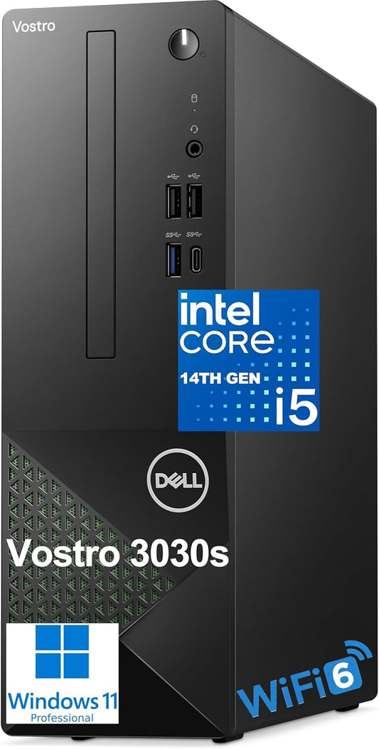 Dell Vostro 3030s Small Desktop SFF Business Computer, 14th Gen Intel 10-Core i5-14400 (Beat i7-13620H), 16GB DDR5 RAM, 1TB PCIe SSD, WiFi 6, Bluetooth, Type-C, DisplayPort, HDMI, Windows 11 Pro