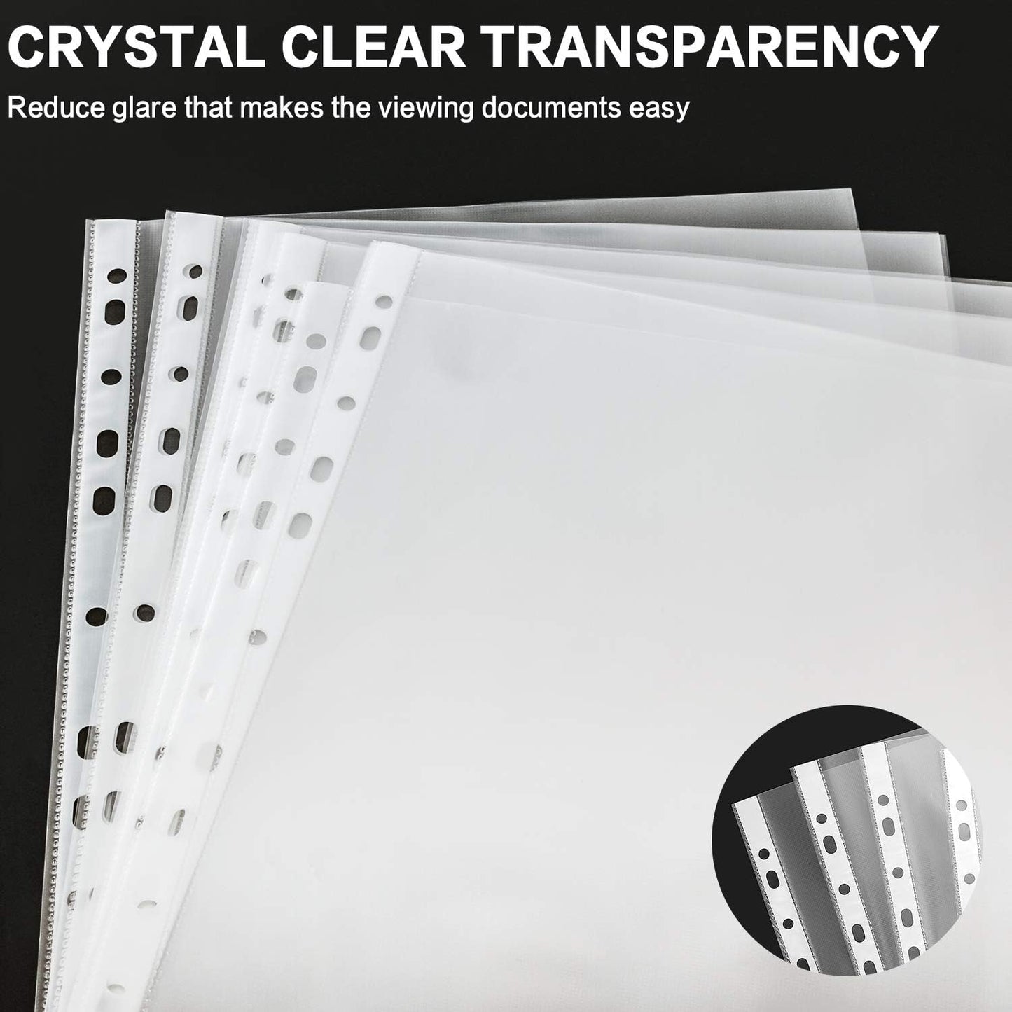 Sheet Protectors, PANDRI 400 Pack Clear Heavy Duty Plastic Page Protectors Sheet Reinforced 11-Hole Fit for 3 Ring Binder Fits Standard 8.5 x 11 Paper, 9.25 x 11.25 Top Loaded, Excluding Acid