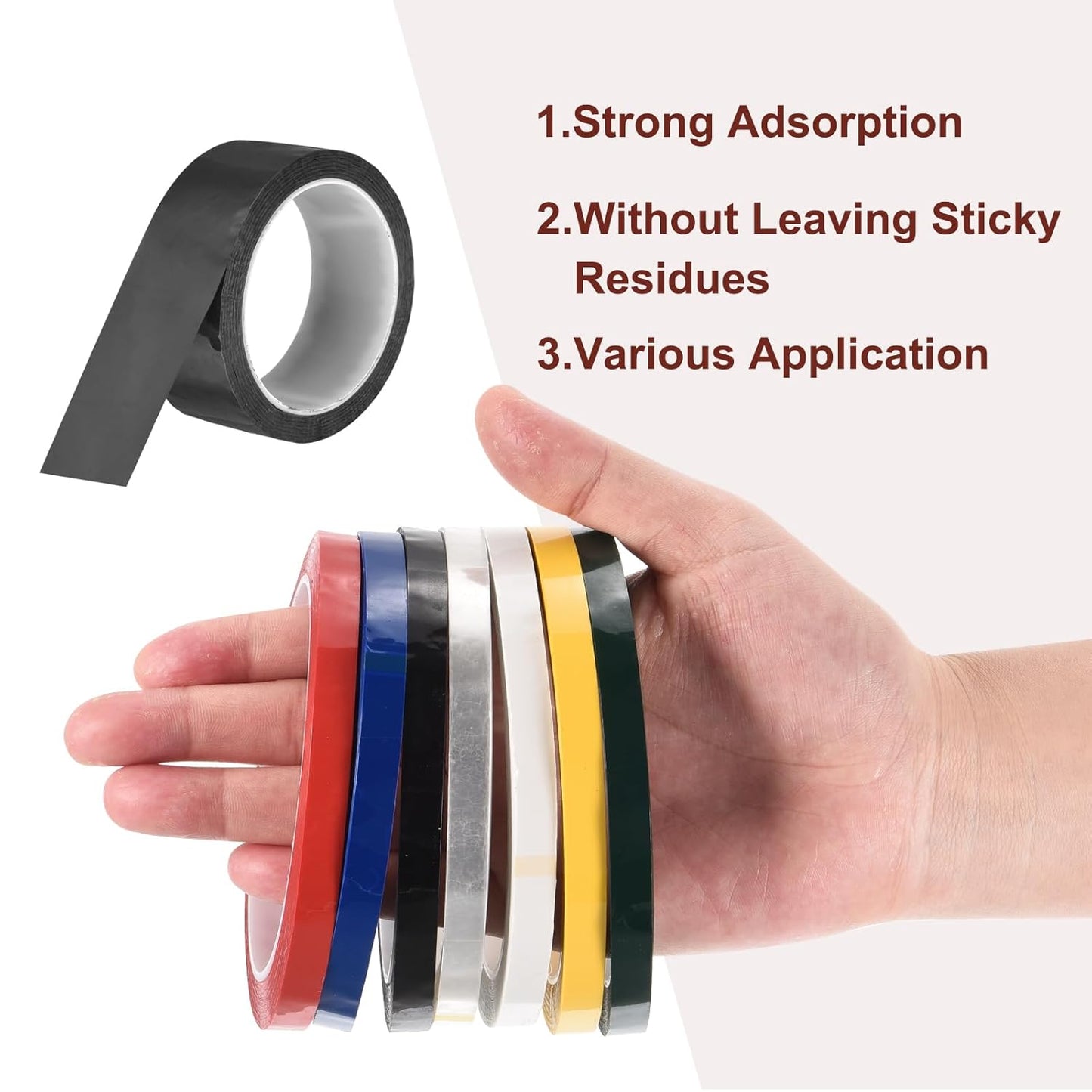 MECCANIXITY 2 Rolls Whiteboard Tape Graphic Chart Tape 40mm 54.7 Yard Art Tape Thin Self-Adhesive Pinstripe Tape Masking Tape for Gift Wrapping Craft Supplies, Black