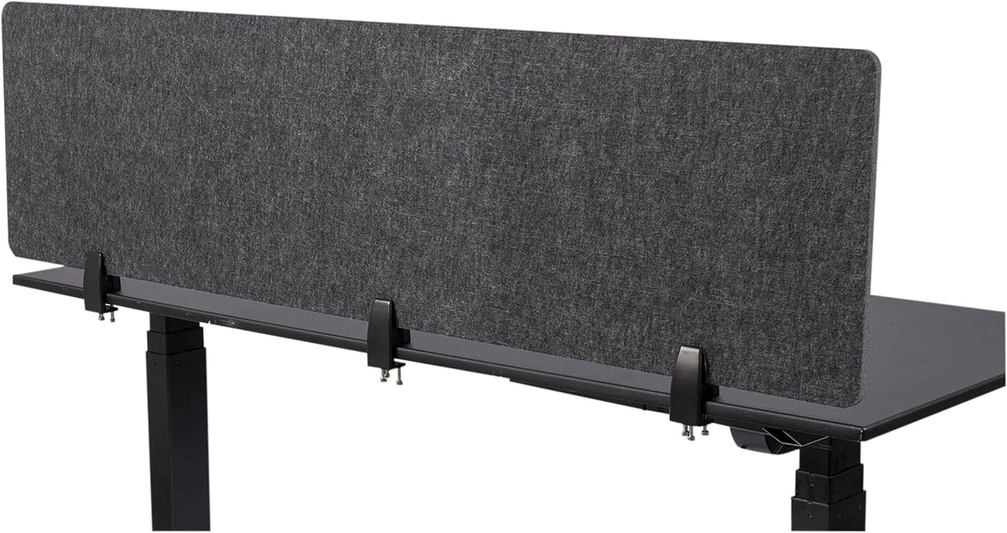 Stand Up Desk Store ReFocus Raw Clamp-On Acoustic Desk Divider Mounted Privacy Panel to Reduce Noise and Visual Distractions (Anthracite Gray, 59" x 16")