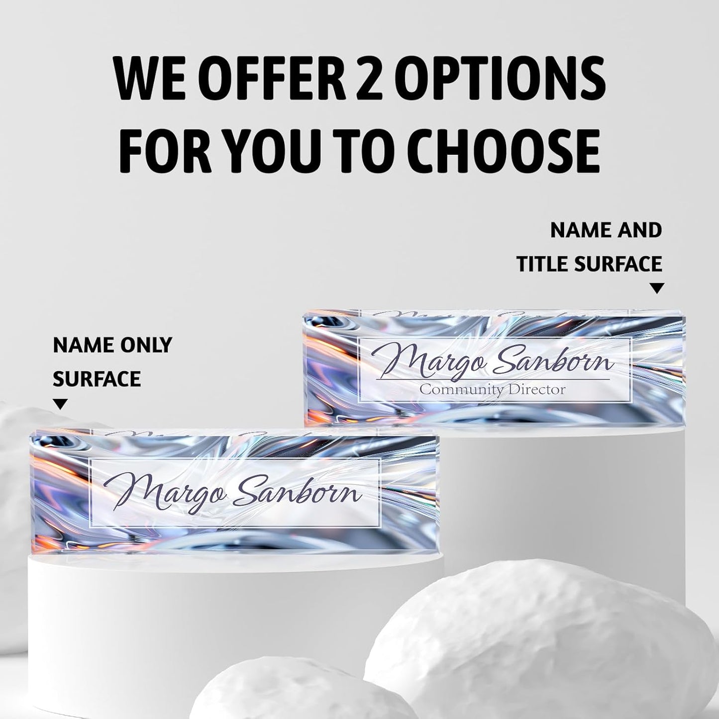 Personalized Name Plate for Desk, Custom Desk Name Plate, Acrylic Name Plate Office Desk Accessories, Personalized Office Gifts for Coworkers Teachers, Employee Appreciation Gifts (Silver Crystal)