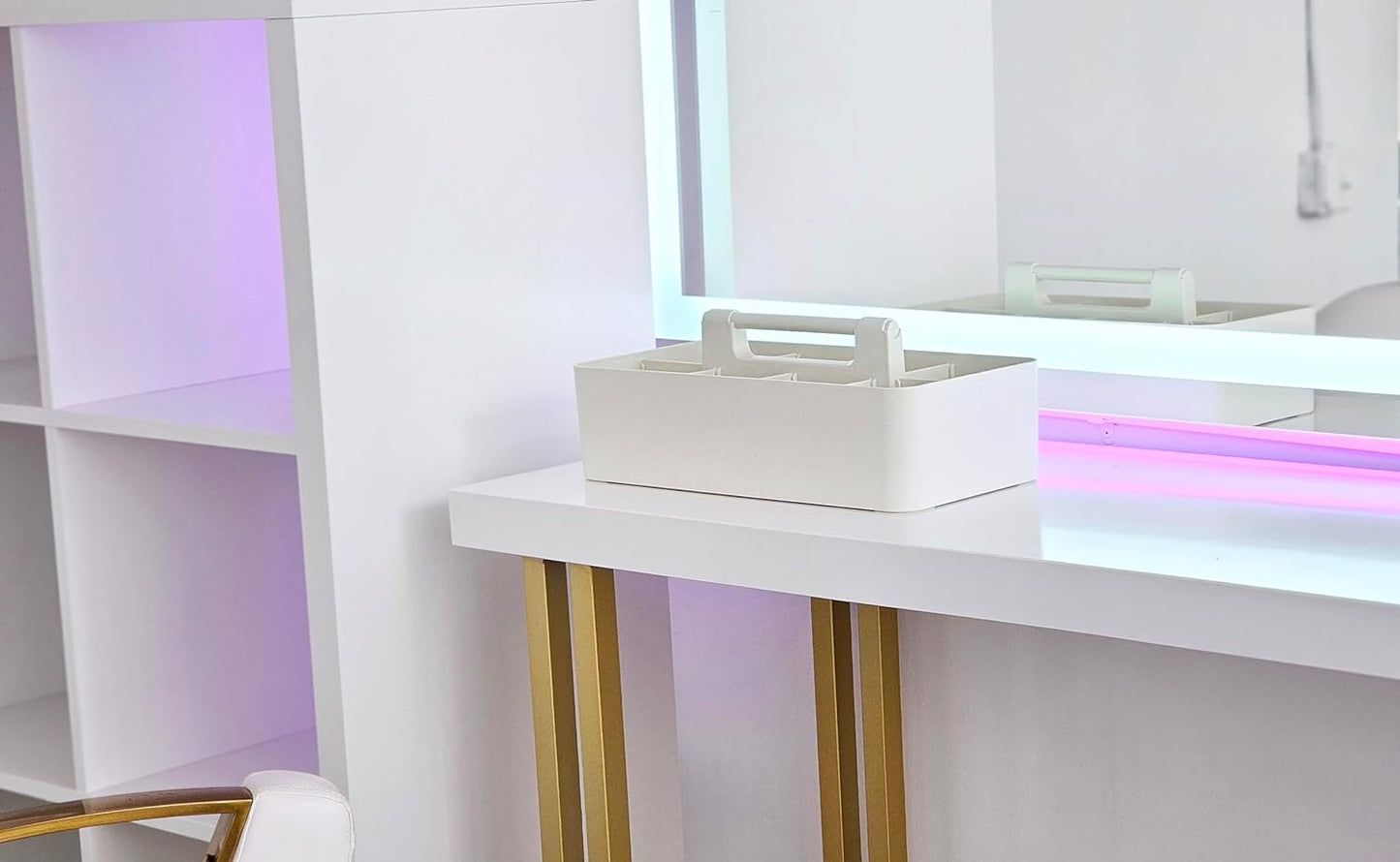 Portable Caddy Organizer - Stackable Plastic Caddy with Handle | Desk, Makeup, Dorm Caddy, Classroom Art Organizers (Made In Usa) (Black/Gray/Ivory/Lavender)