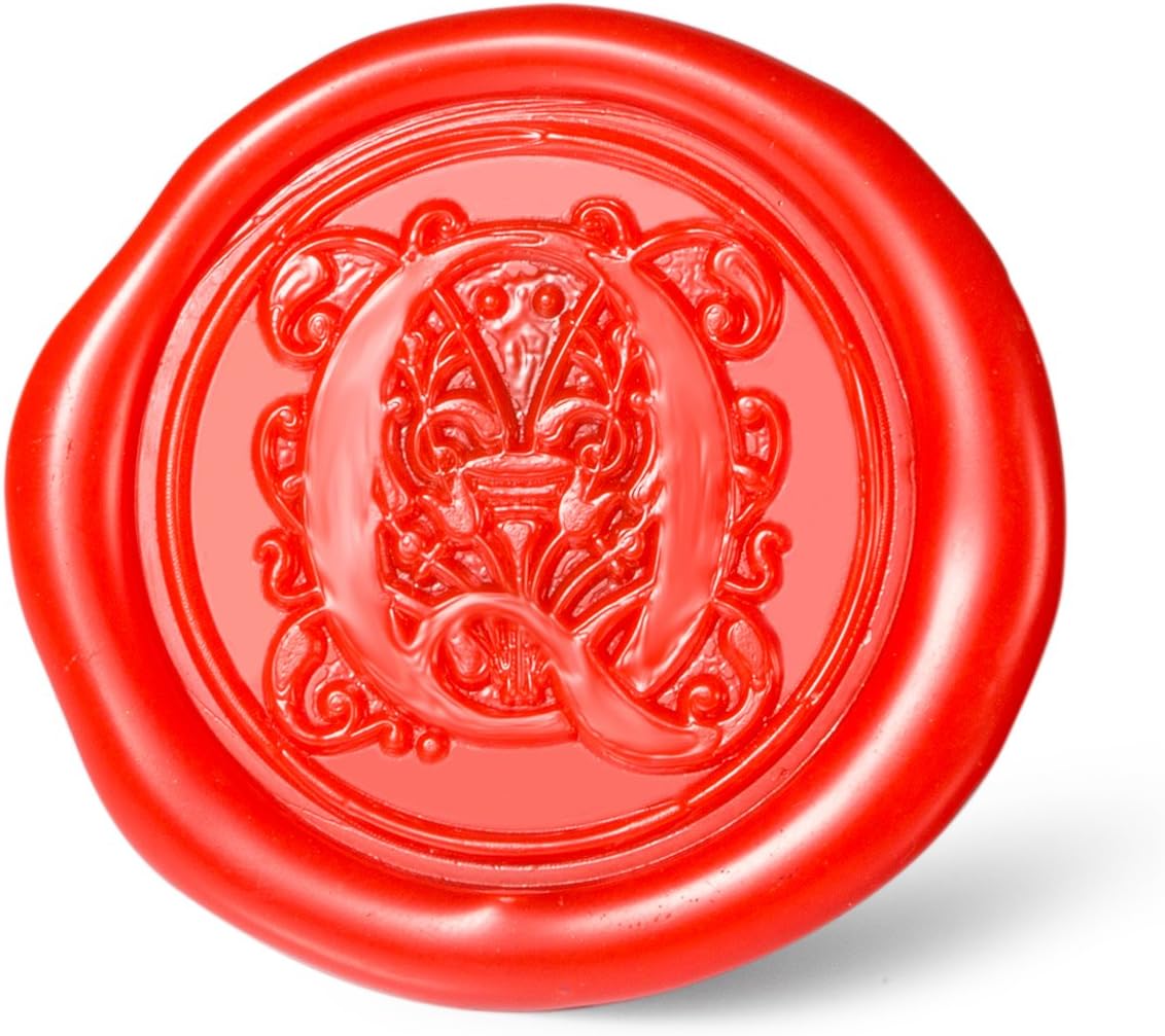 Mceal Wax Seal Stamp, Large Seal 1 1/5"(30mm) Dia, Silver Brass Head with Wooden Handle, Regal Letter A to Z Series (Letter Q)