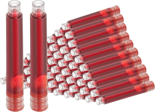 PATIKIL 60Pcs Fountain Pen Ink Cartridges, 3.4mm Bore Diameter Pen Ink Refill Standard International Refill Cartridges for Writing Business, Red
