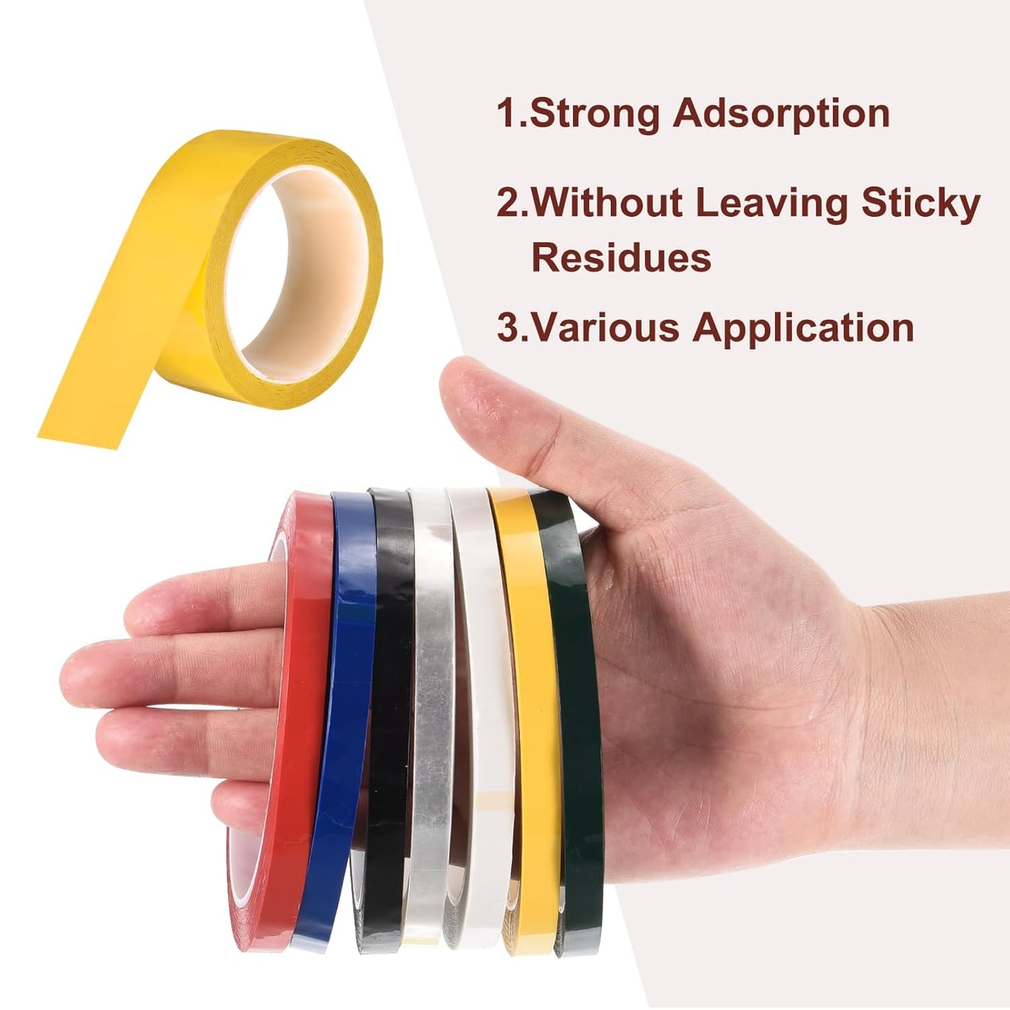 MECCANIXITY 2 Rolls Whiteboard Tape Graphic Chart Tape 40mm 54.7 Yard Art Tape Thin Self-Adhesive Pinstripe Tape Masking Tape for Gift Wrapping Craft Supplies, Yellow