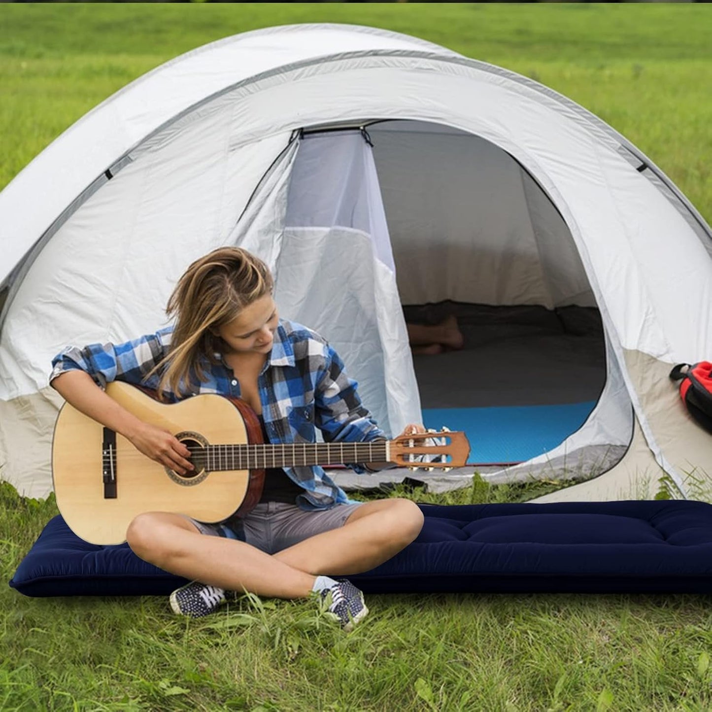 MAXYOYO Cot Japanese Floor Futon Mattress, Single Size Tatami Mat Sleeping Pad Foldable Roll Up Boys Girls Narrow Mattress Kids Lounger Pillow Bed