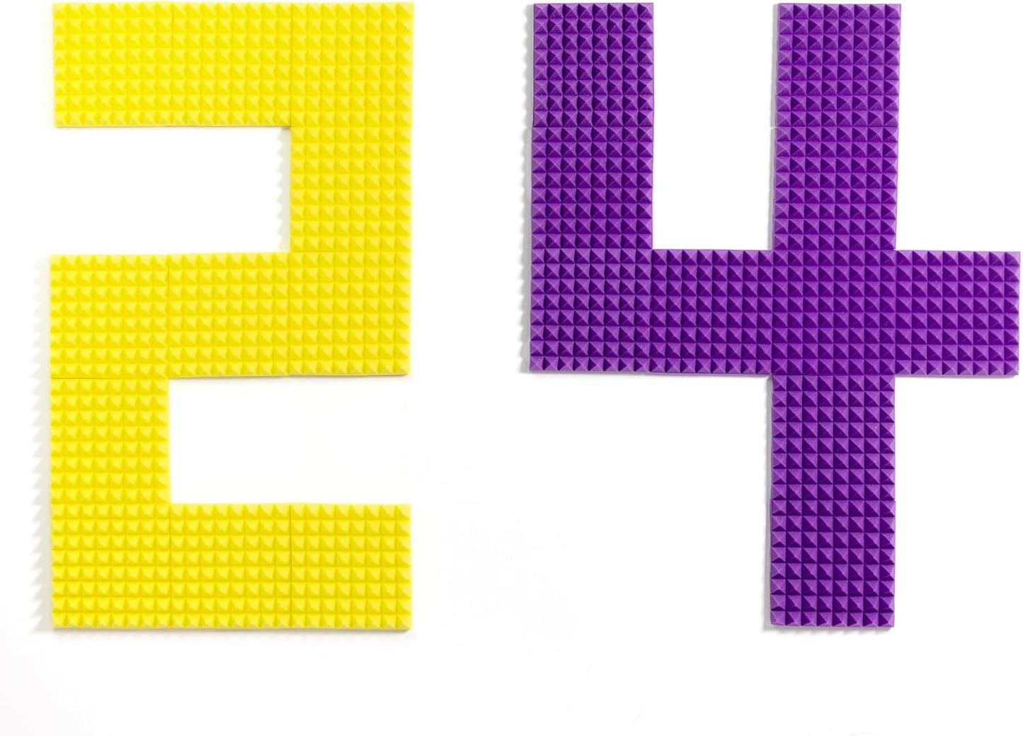 Sonicism Sound Proof Foam Panels for Walls Self-Adhesive Pyramid 12 Pack 12" X 12" X 1" Acoustic Panels Fast Expand 35kg/m³High Density Soundproof Wall Panels,Sound Absorption & Decoration(Purple)