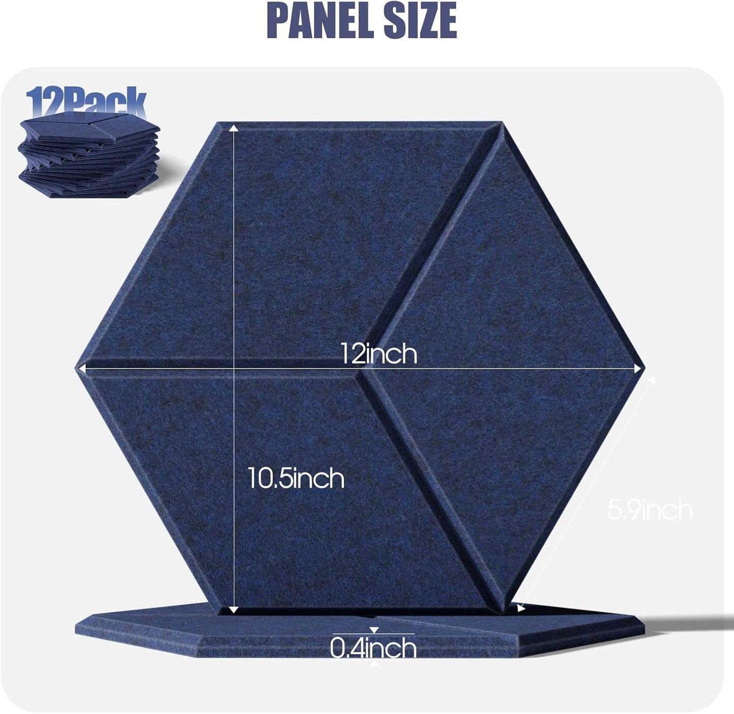 12 Pack Self-adhesive Acoustic Panels 12" X 10" X 0.4" -Sound Proof Foam Panels with High Density, Fashionable Y-Lined Design, Flame Resistant, Absorb Noise and Eliminate Echoes(Dark Bule)