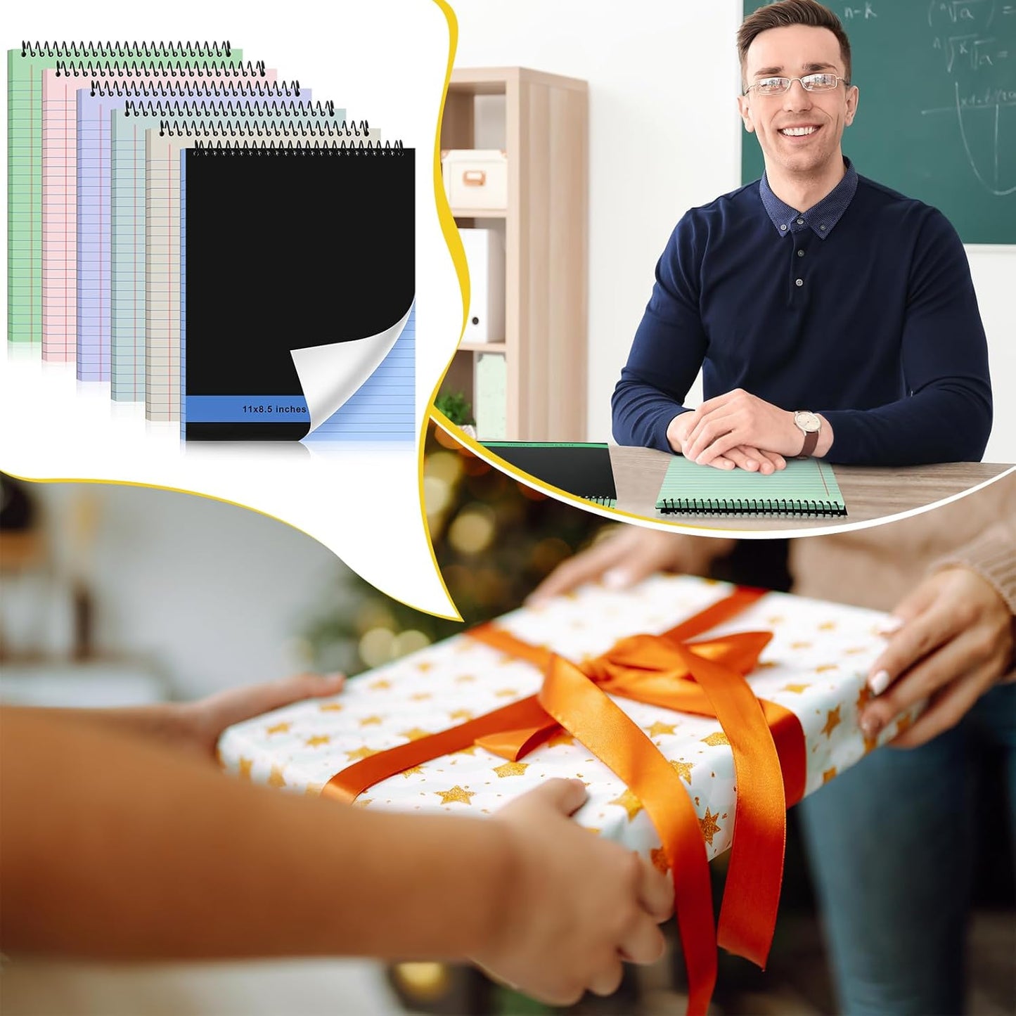 6 Pcs Legal Pad Top Spiral Bound Notebook 70 Sheets Wirebound Notepad Double Sided Ruled Memo Steno Pad with Stiff Back Cover for Business(8.5 x 11 Inches,No Holes,Morandi Color)