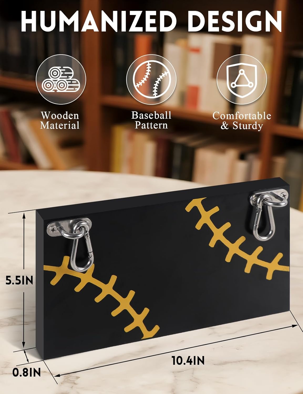 2PCS Portable Hanging Wood Footrest with Baseball Designed - Wooden Foot Rest Board for Fences, Ergonomic Footrest for Fans, Athletes, Wood Foot Tray for Baseball and Softball Games and Events