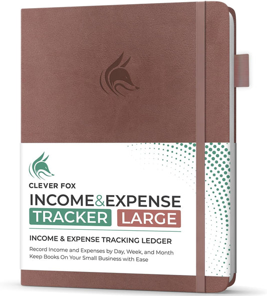 Clever Fox Income & Expense Tracker Large – Accounting & Bookkeeping Ledger Book for Small Business – 2-Year Record Notebook, A4 (Dark Terracotta)