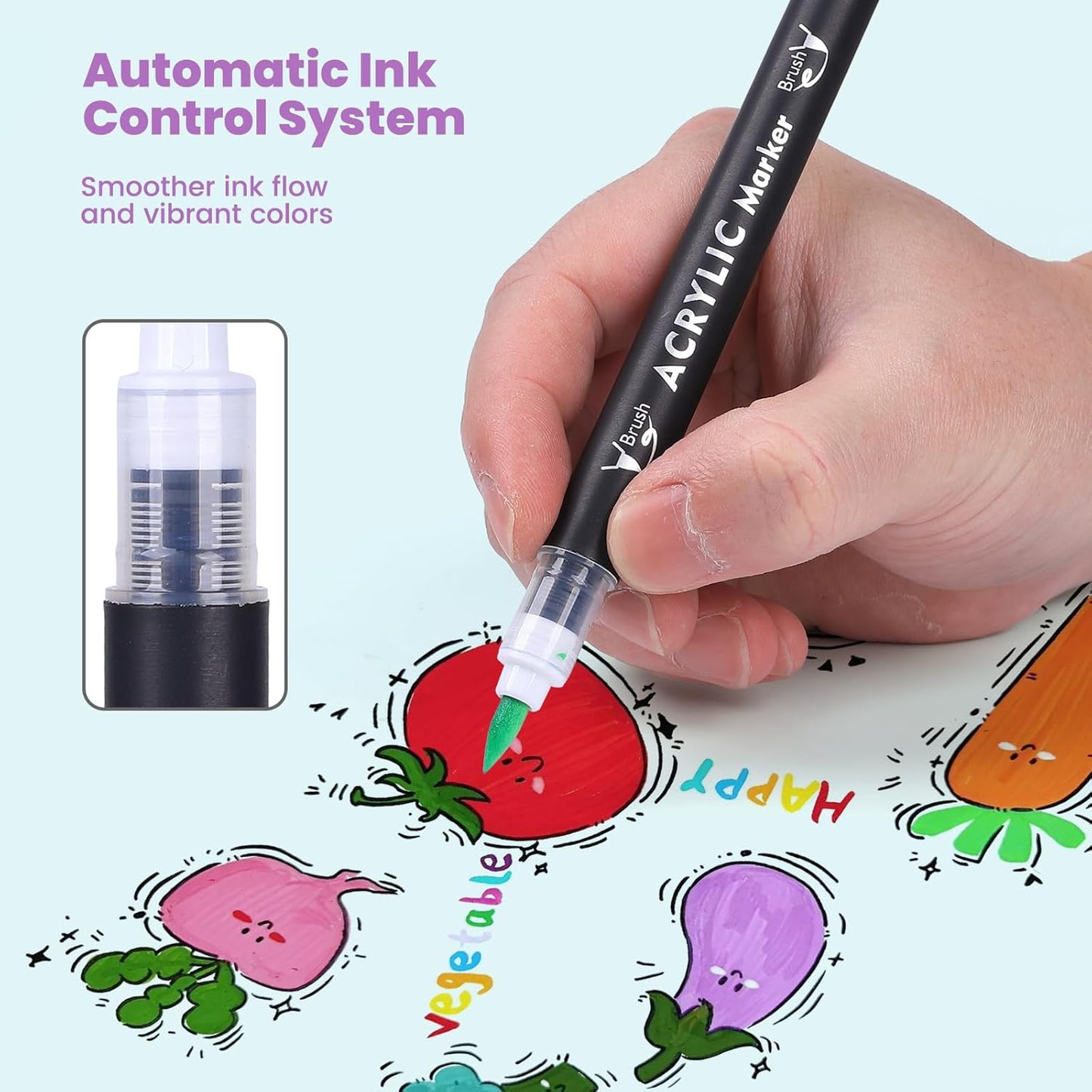 Acrylic Paint Markers 16 Colors 8 PCS Dual Tip Acrylic Markers for Adult Coloring Books No Bleeding Ideal for Glass,Ceramic,Wood,Canvas,Stone,Fabric, Rock Painting, Art Supplies