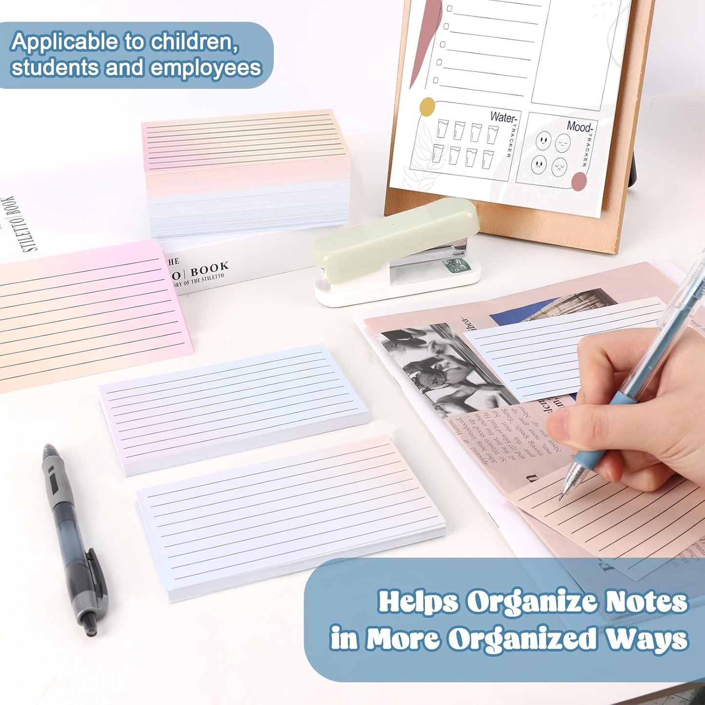 600 Pack Ruled Index Cards 3x5 Gradient Colored Index Cards Heavy Weight Note Cards 180gsm Flashcards Double Sided Notecards Lined Recipe Cards for Studying Drawing