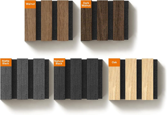 Upick MDF Acoustic Wall Panels, 5 Pack 3.9" x 4.7" 3D Slat Wood Panels for Wall, Soundproof Panels for Interior Wall Decor, Sample Pack