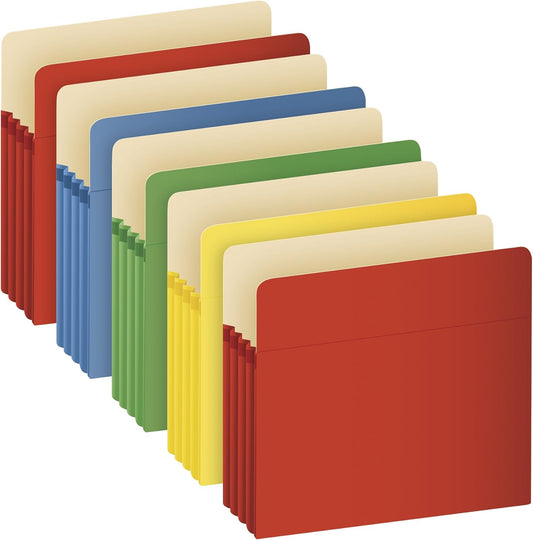 Pendaflex Globe-Weis/Pendaflex Colored File Pockets, Letter Size, 3.5 Inch Expansion, Assorted Colors, 5 Pockets per Pack (1524E5 ASST)