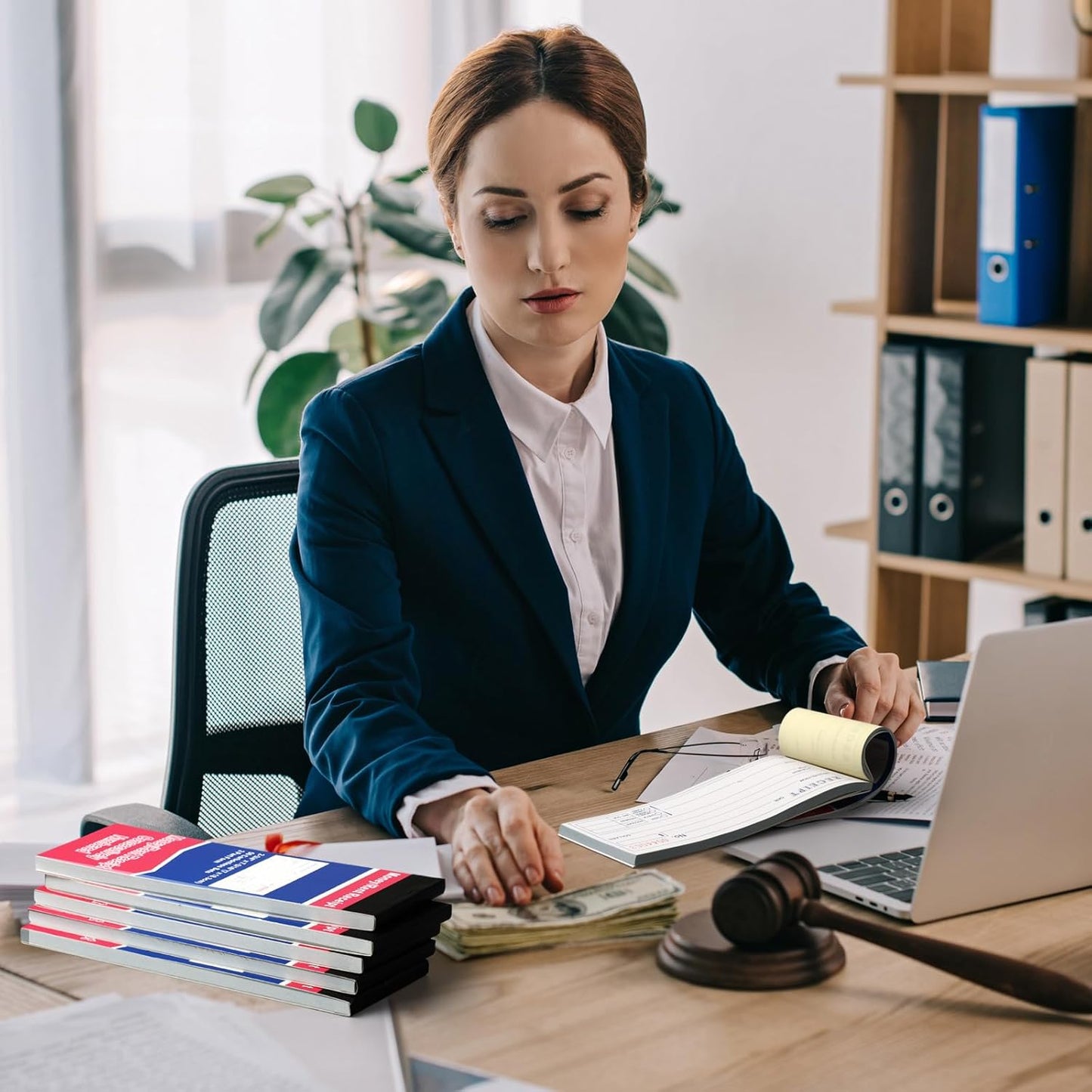 Crtiin 2 Pads Money and Rent Receipt Book 2.75 x 7.2 Inch Bound Cover 2 Part Carbonless Receipt Book with Carbonless Copies Receipt Log Book 50 Sets Per Book