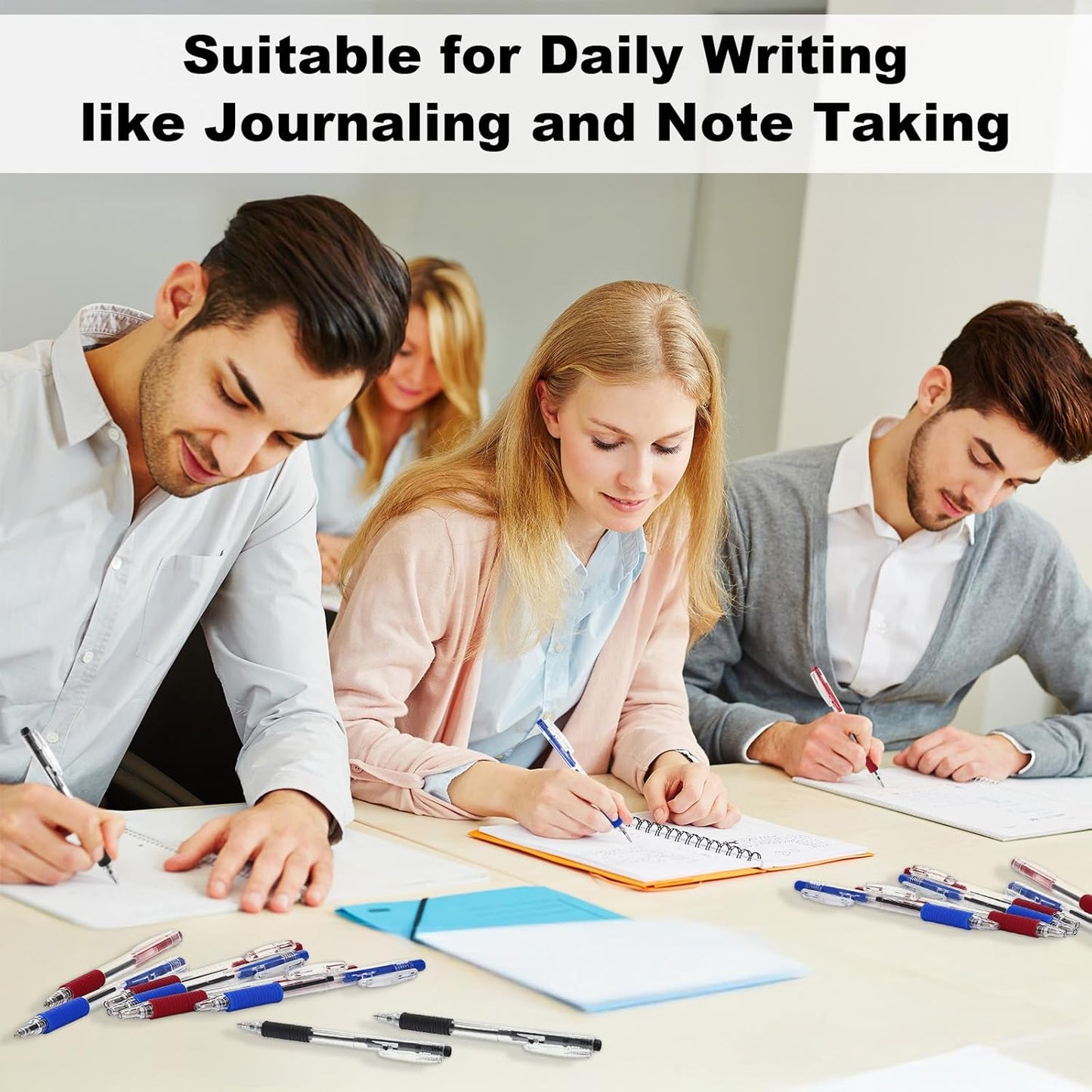 200 Pack Blue Gel Ink Pens Bulk, 1.0mm Retractable Click Point Ballpoint Pens Smooth Writing with Comfortable Grip for Back to School Office Classroom Business Home Work Supplies