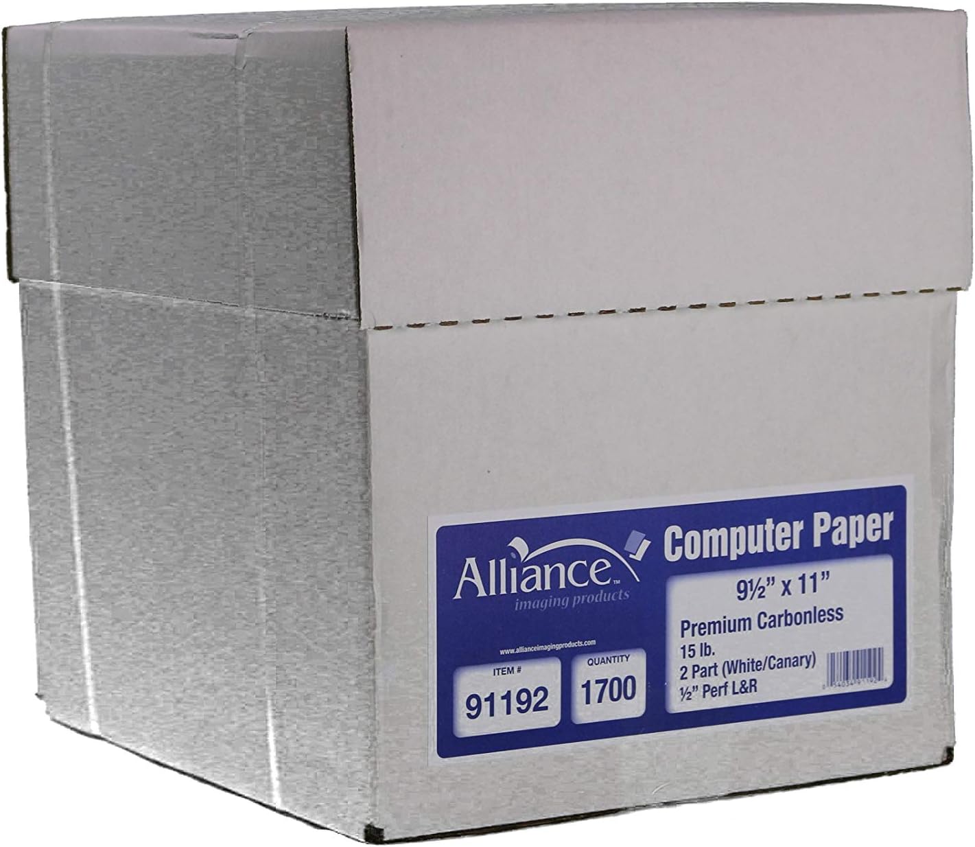 Alliance Continuous Carbonless Computer Paper 9.5 x 11, Blank Left and Right Perforated, 15 lb (2-Pt W/C 1700/Ctn 80 Ctns/Pallet)