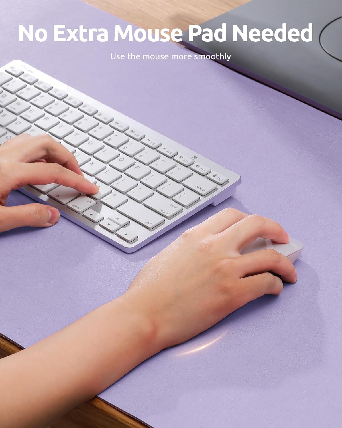 YSAGi Leather Desk Protector, Office Mat, Large Mouse Mat, Non-Slip PU Leather Blotter, Laptop Pad, Waterproof Writing Pad for Office and Home (Light Purple, 23.6" x 13.8")