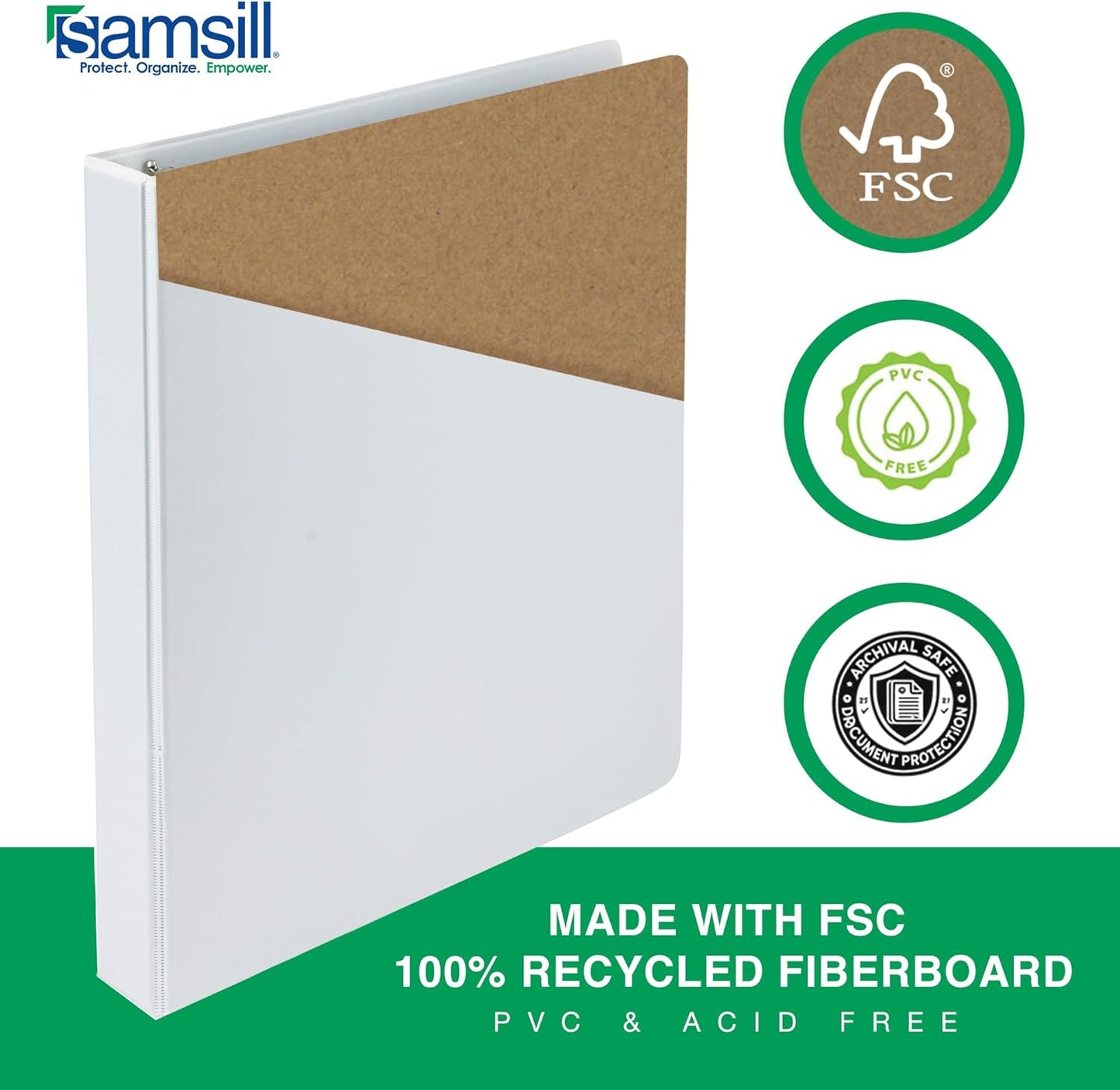 Samsill 1 Inch 3 Ring Binders, Made in USA, Economy Round Ring, Clear View Cover, 200 Sheet Capacity - for School, Home, Office - White, 4 Pack