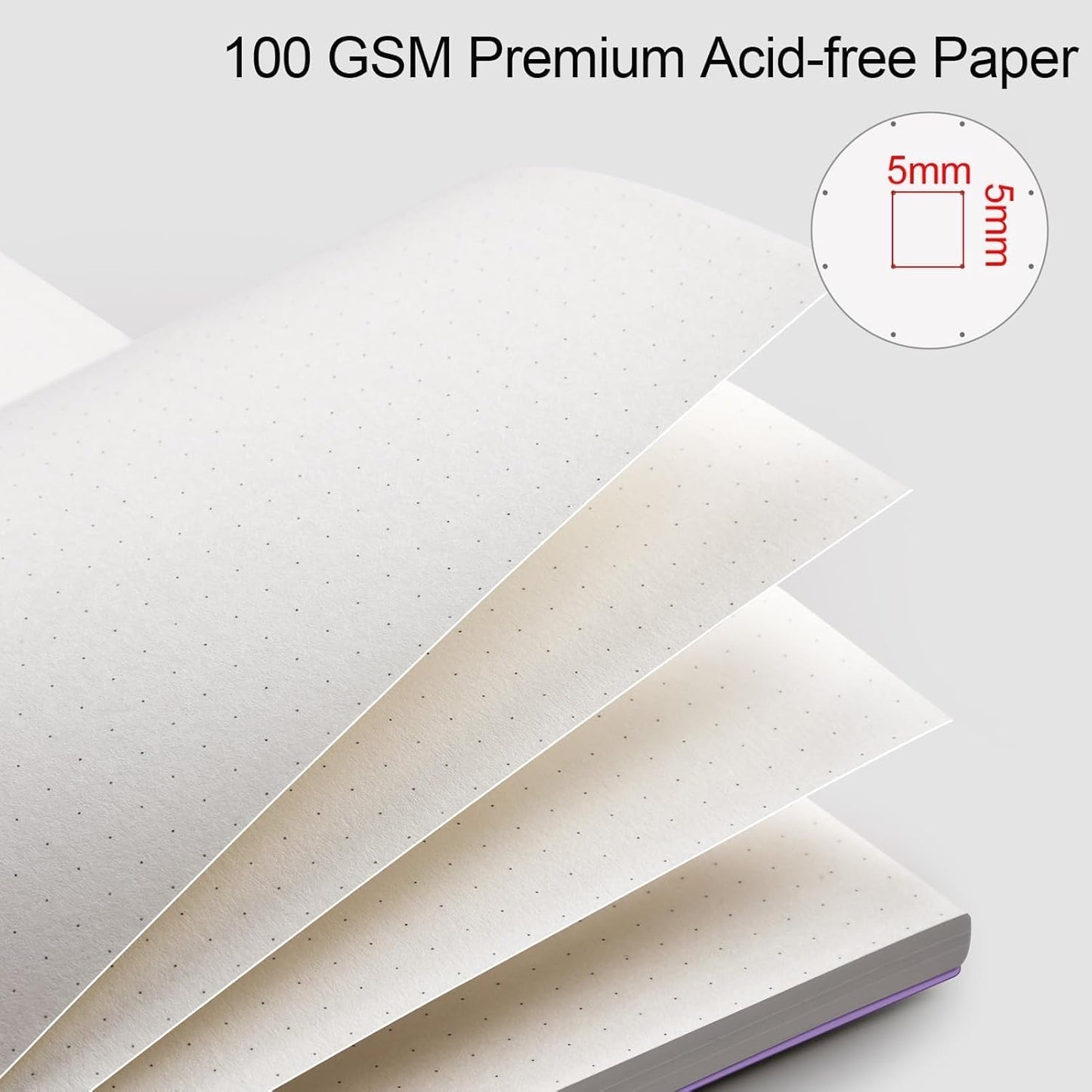AHGXG Bullet Dotted Journal - Dot Grid Spiral Notebook 8.5" x 11", A4 Large Dotted Notebook, 100 GSM Thick Paper, Waterproof Plastic Cover Journals for Bullet Journaling, Sketching, Purple