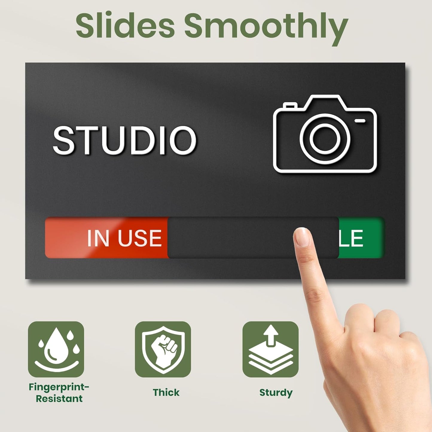 Studio Room Door Sign, Do Not Disturb Door Signs, In Use Available Office Slider Signs, Recording in Progress Sign, Privacy Indicator Tells Whether Studio Vacant or Occupied