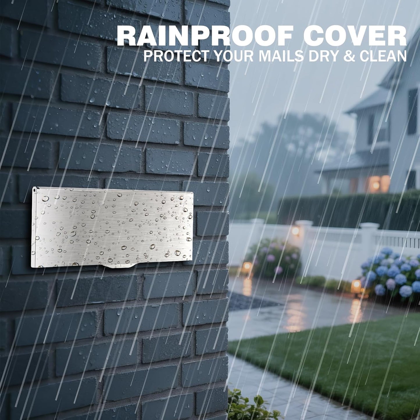 Pochar Through The Wall Drop Box with Lock - Wall Mailbox with Rainproof Cover & 10inch Adjustable Chute - Heavy Duty Locking Key Drop Box Deposit Safe for Mail, Rent, Cash, Payment (Off-White)